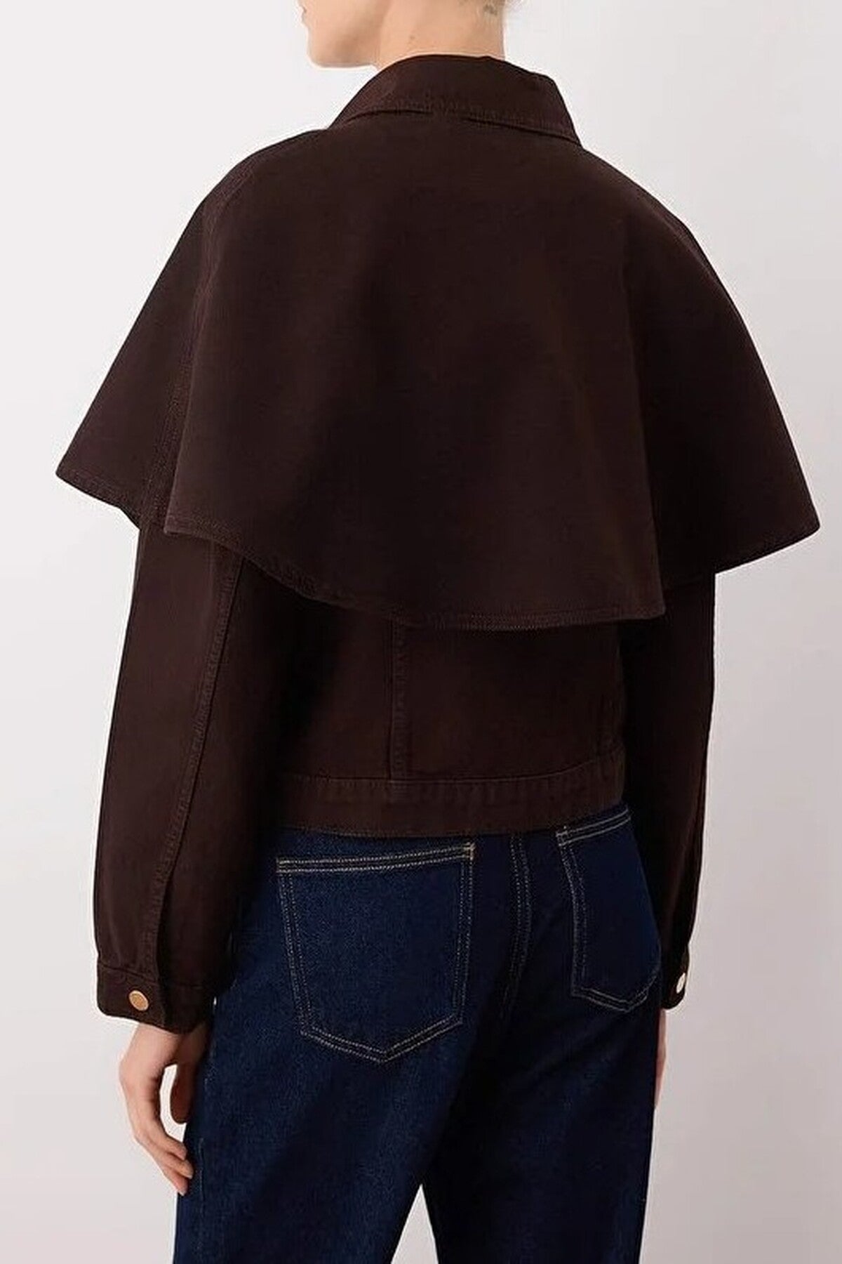 Denim Poncho Jacket with Detachable Cape