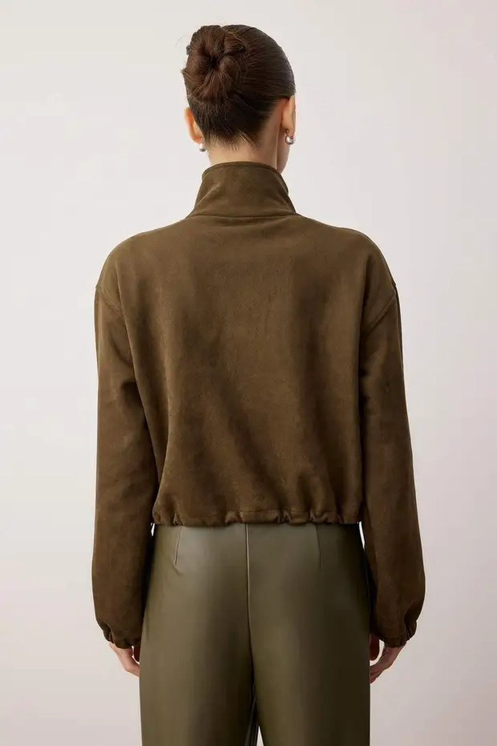 Zip-Up Unlined Regular Fit Knitted Suede Jacket