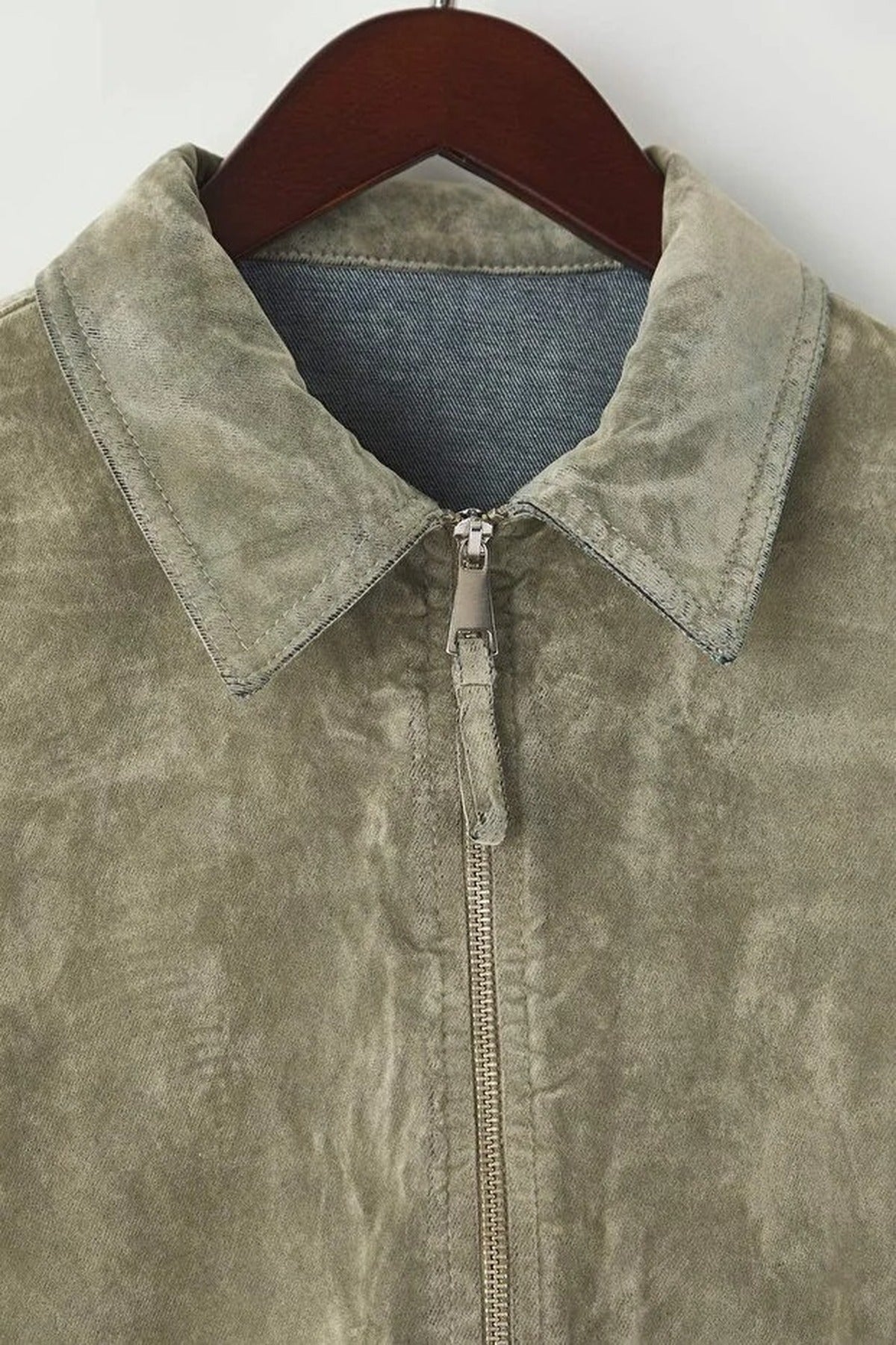 Suede Look Flocked Print Regular Denim Jacket