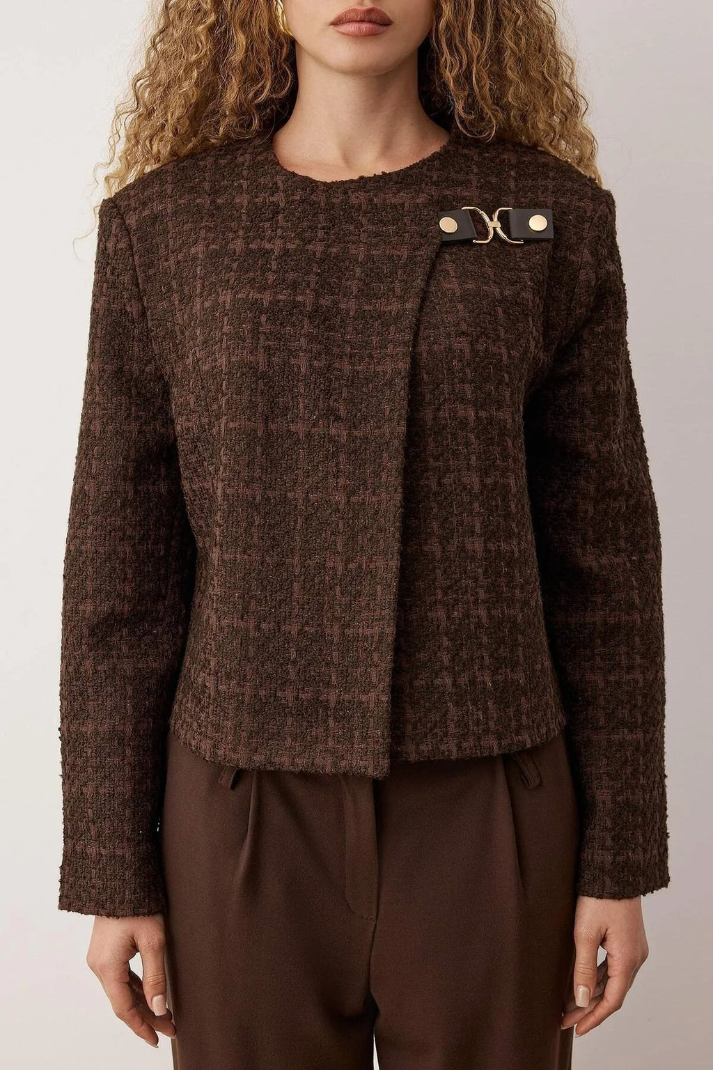 Accessory Closure Woven Glitter Tweed Jacket