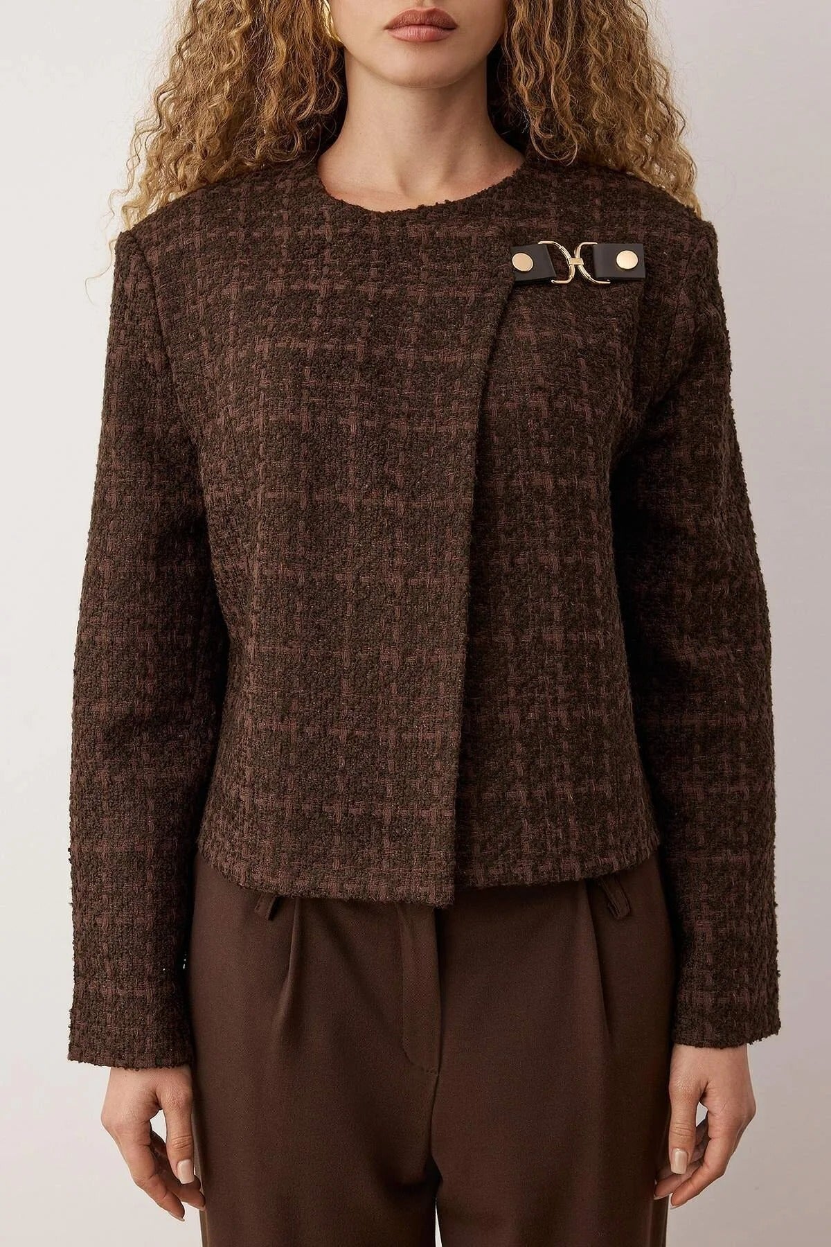 Accessory Closure Woven Glitter Tweed Jacket