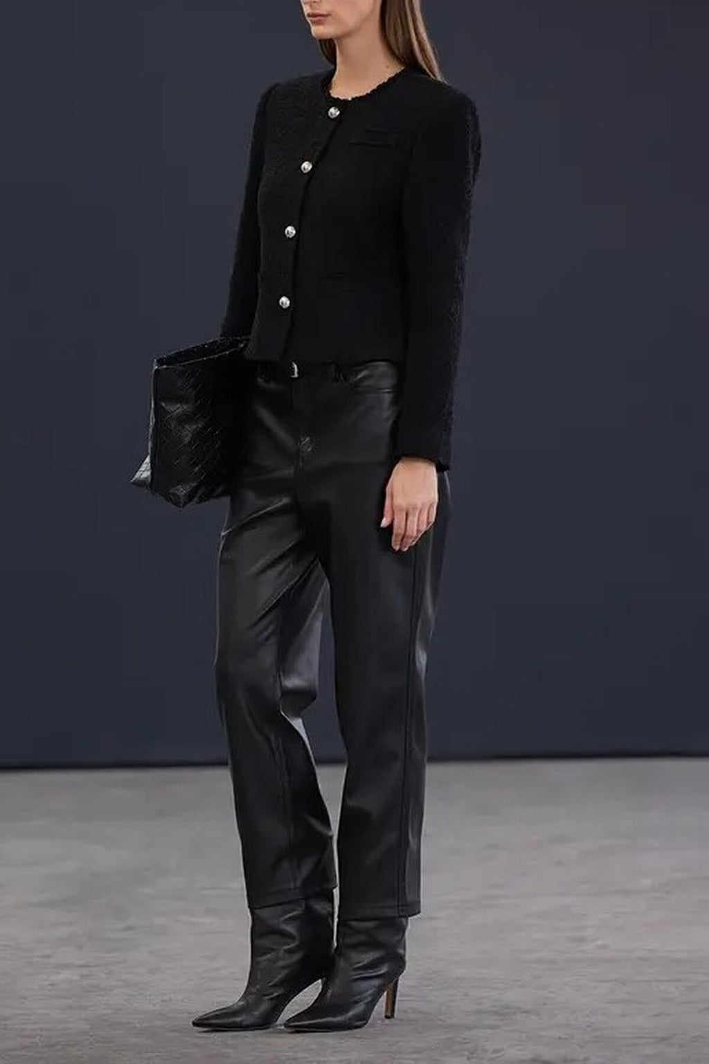 Woven Tweed Jacket with Silver Accessories