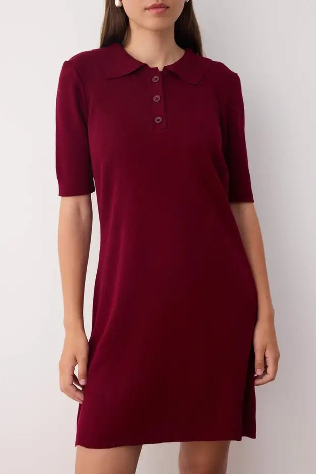 Mini Polo Collar Knit Dress