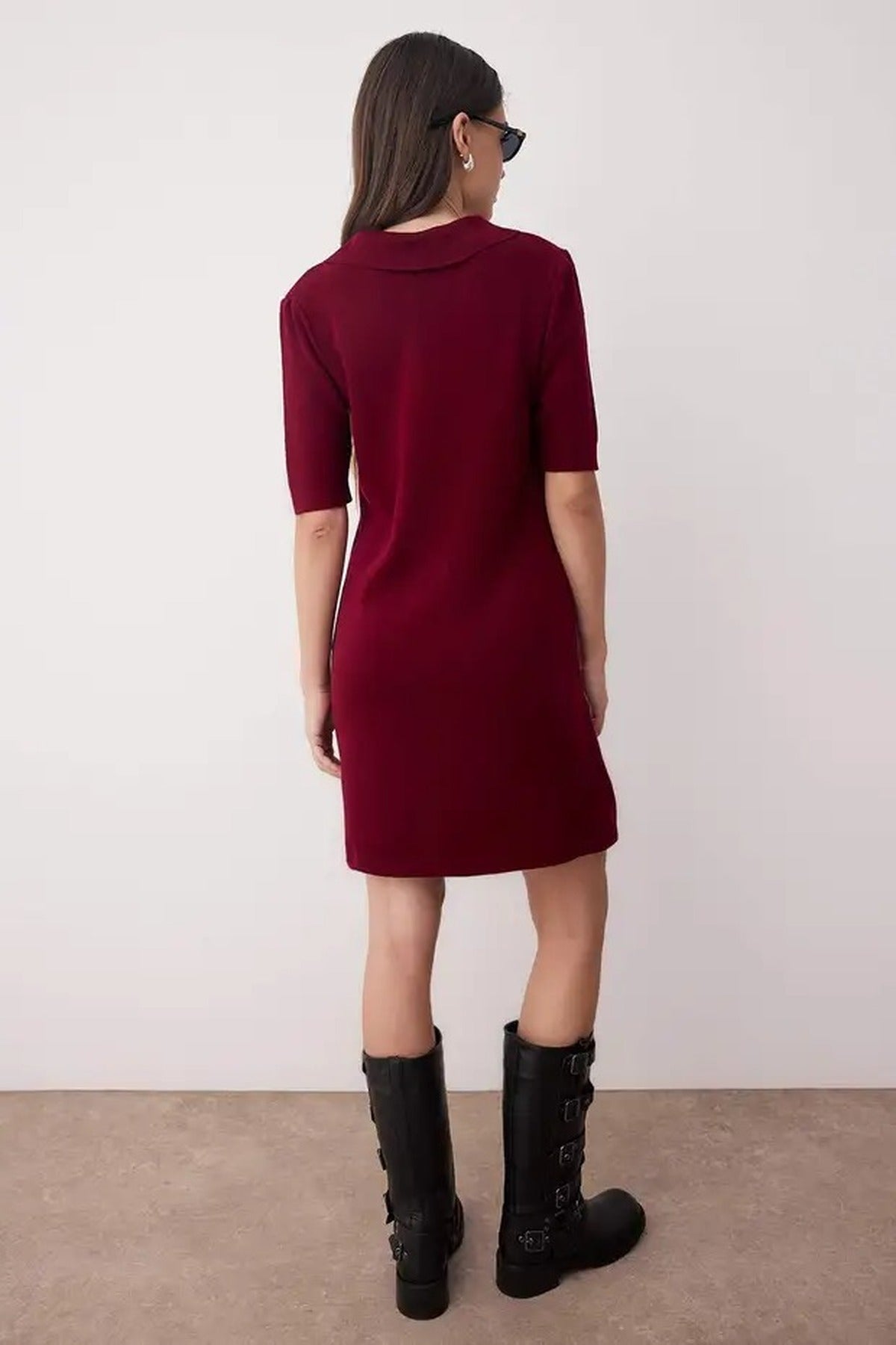 Mini Polo Collar Knit Dress