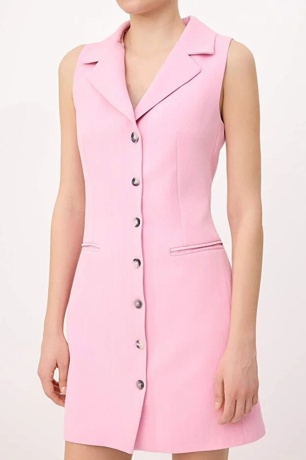 Striped Sleeveless Button Detail Mini Blazer Dress