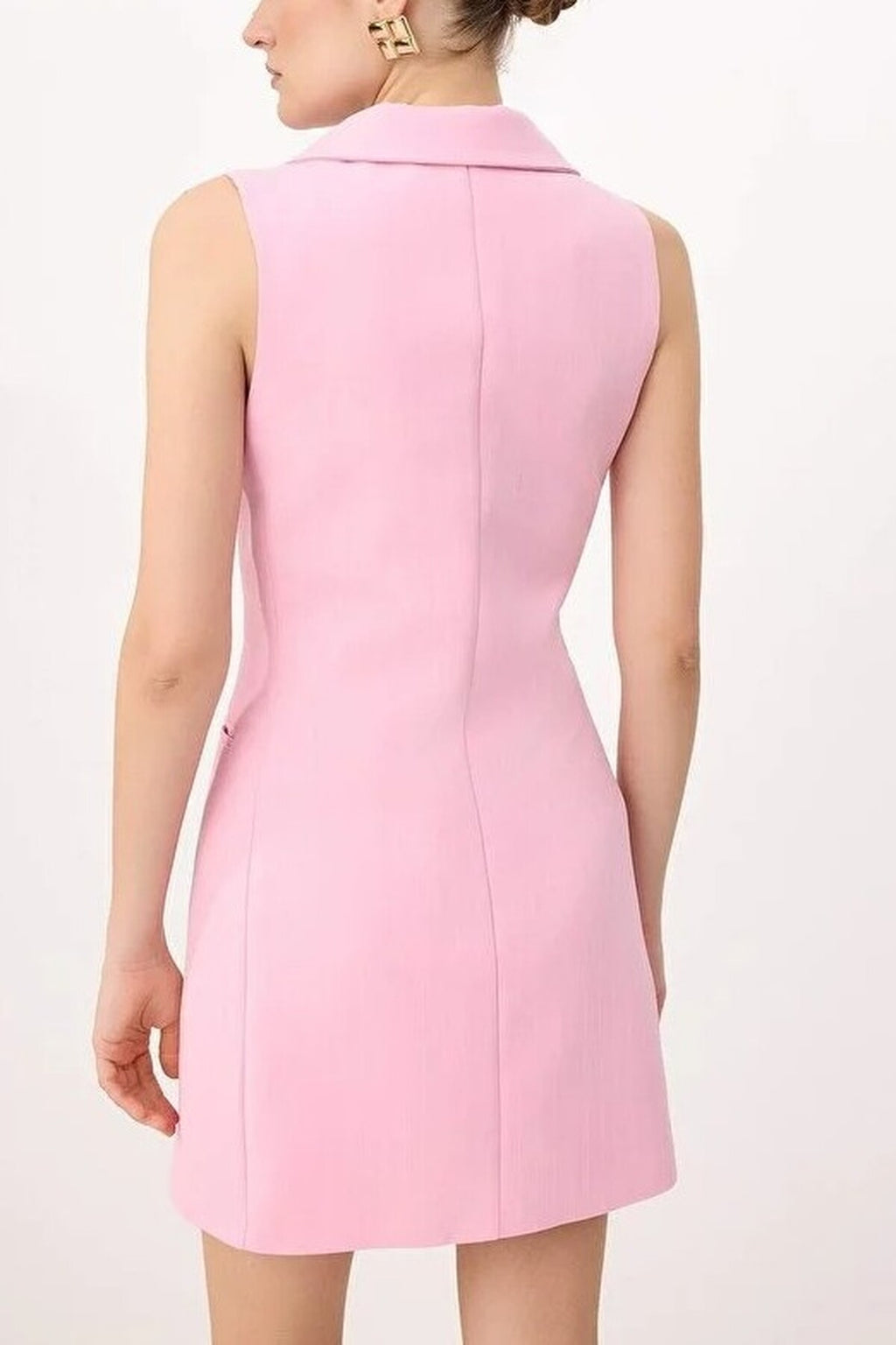 Striped Sleeveless Button Detail Mini Blazer Dress