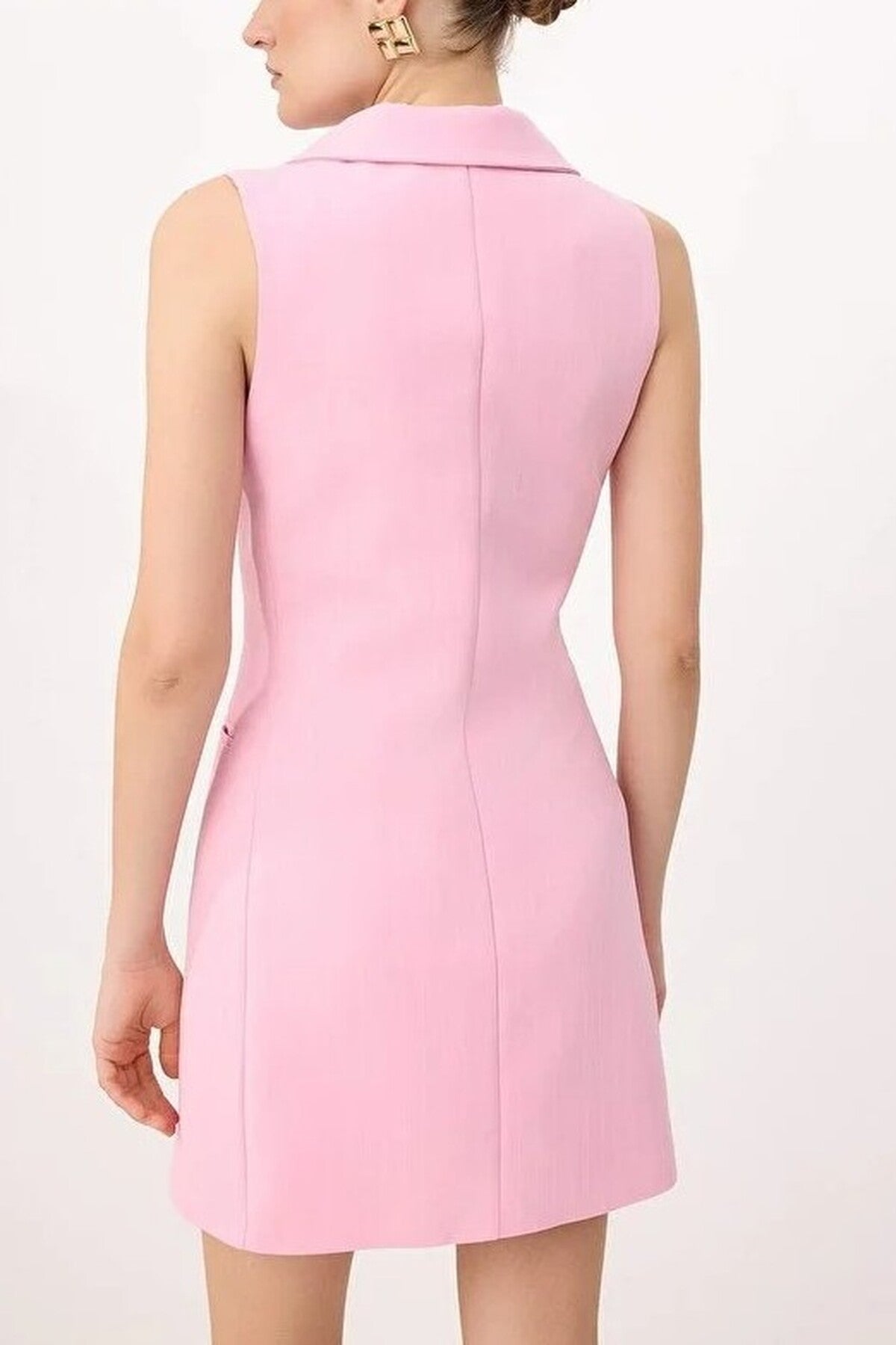 Striped Sleeveless Button Detail Mini Blazer Dress