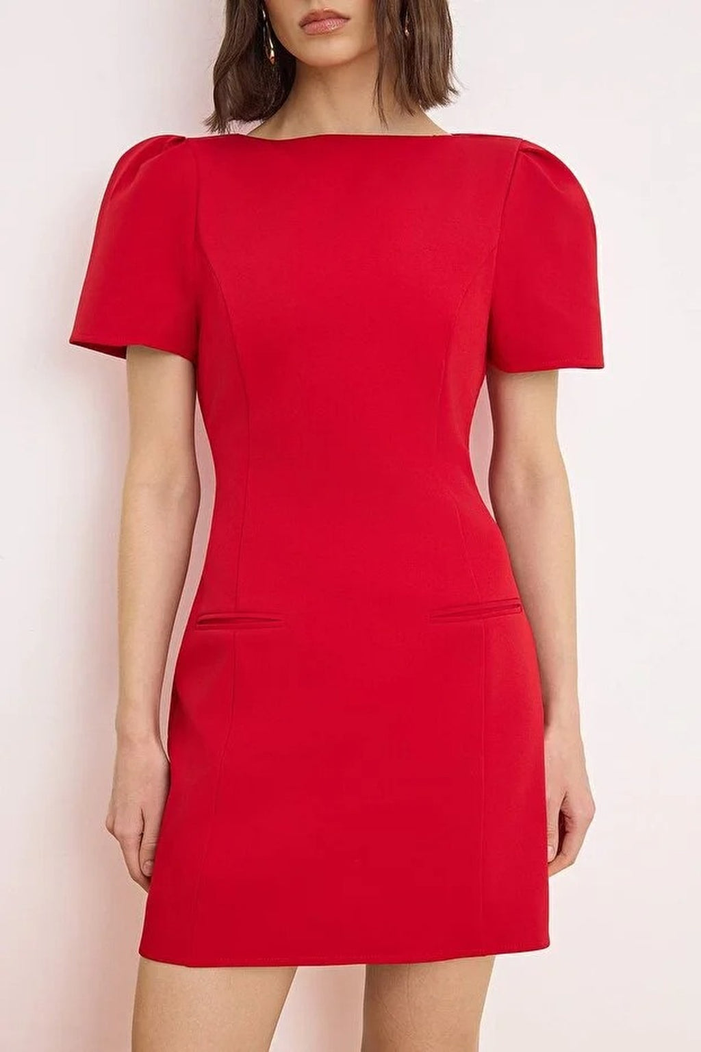 Pocket Detail Balloon Sleeve Mini Dress