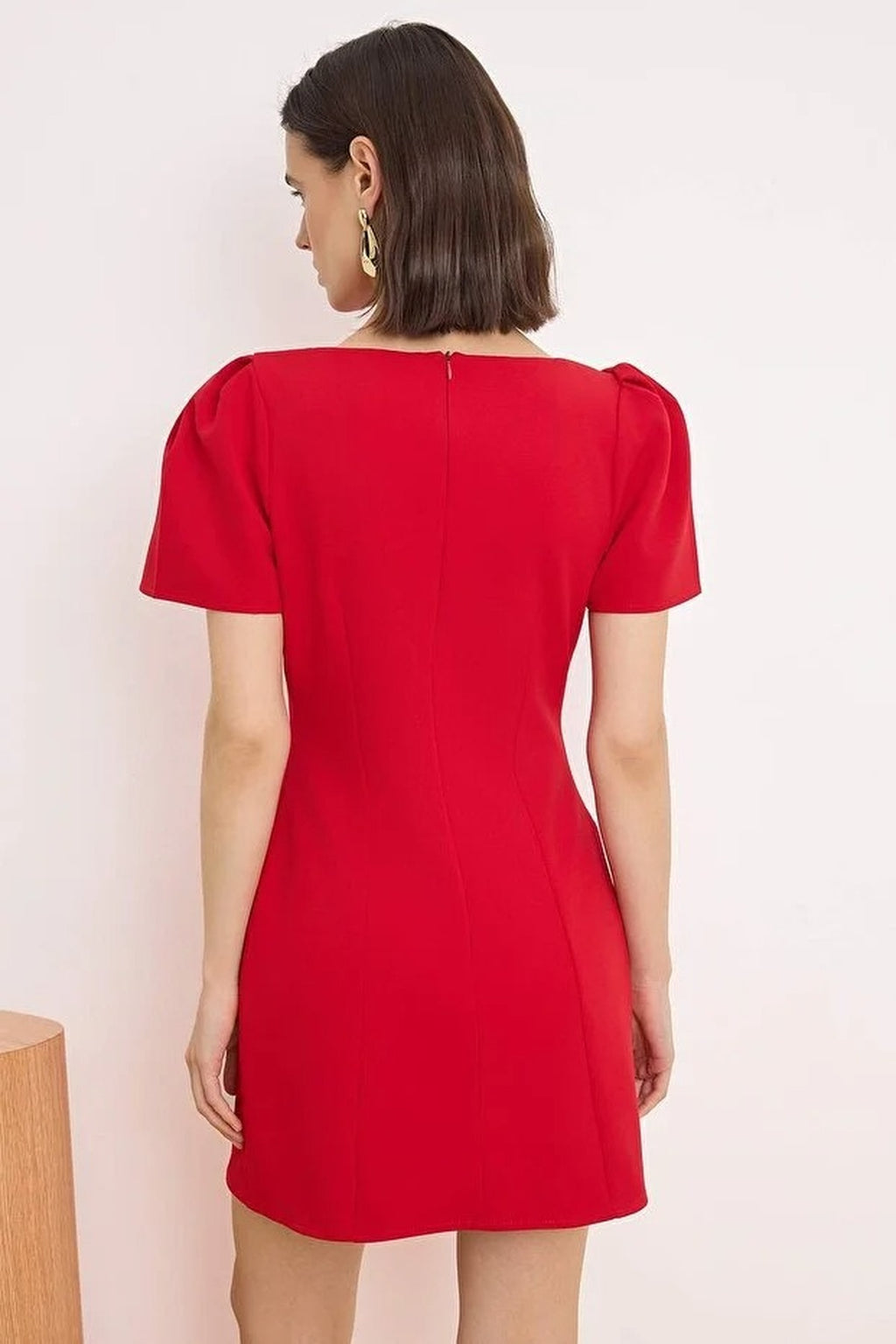 Pocket Detail Balloon Sleeve Mini Dress