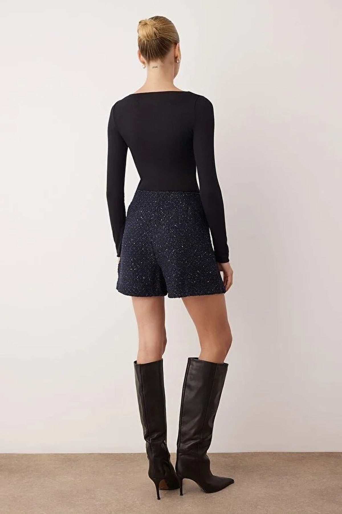 Sparkle Tweed High Waist Shorts