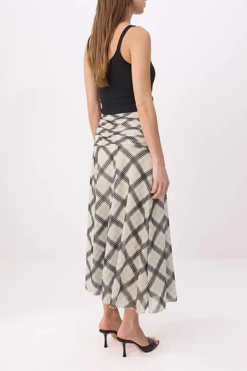 Maxi Gathered Boho Chic Printed Tulle Stretch Knit Skirt