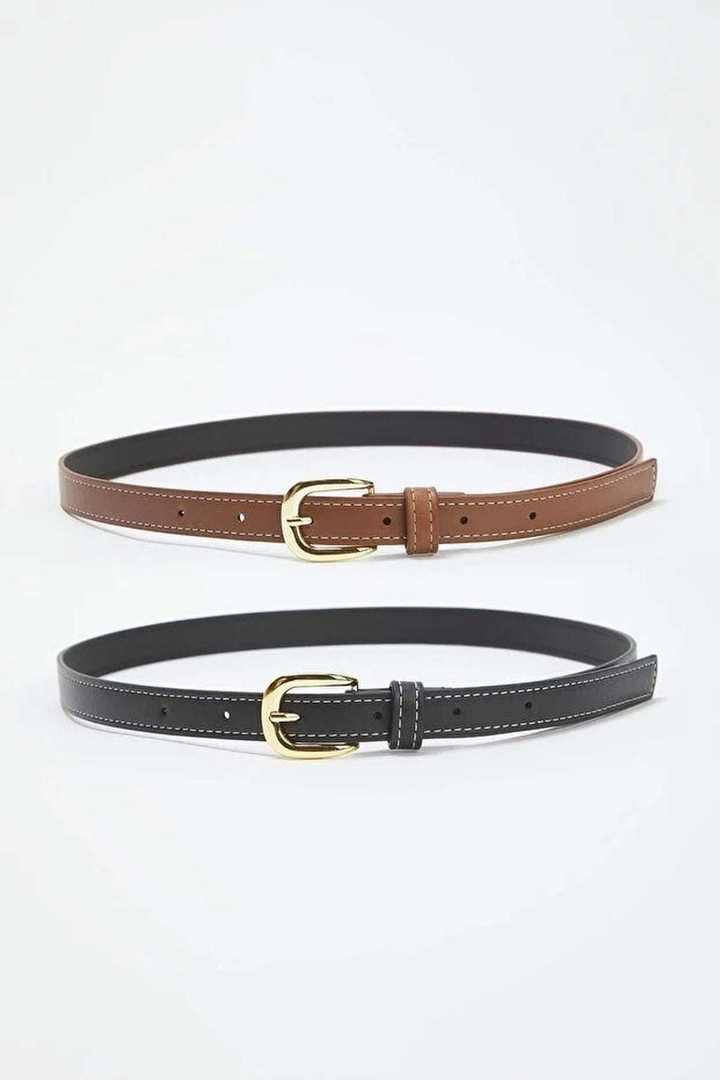 Double Pack Women's Belt with Stitching Detail