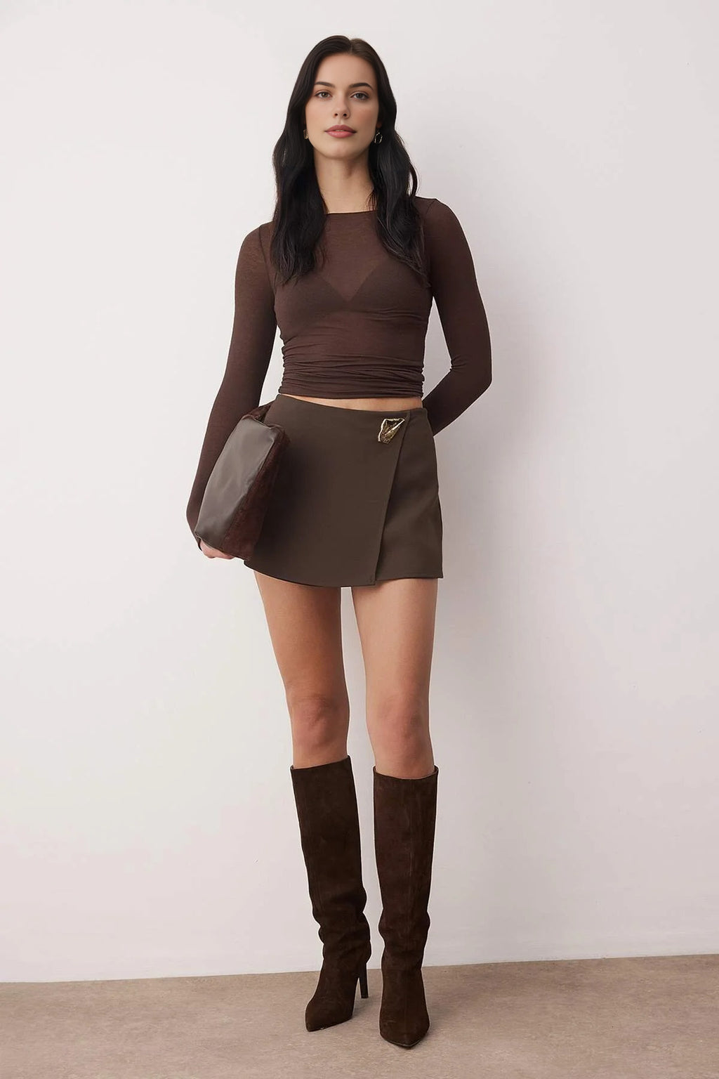 Woven Short Skirt with Accessory Details