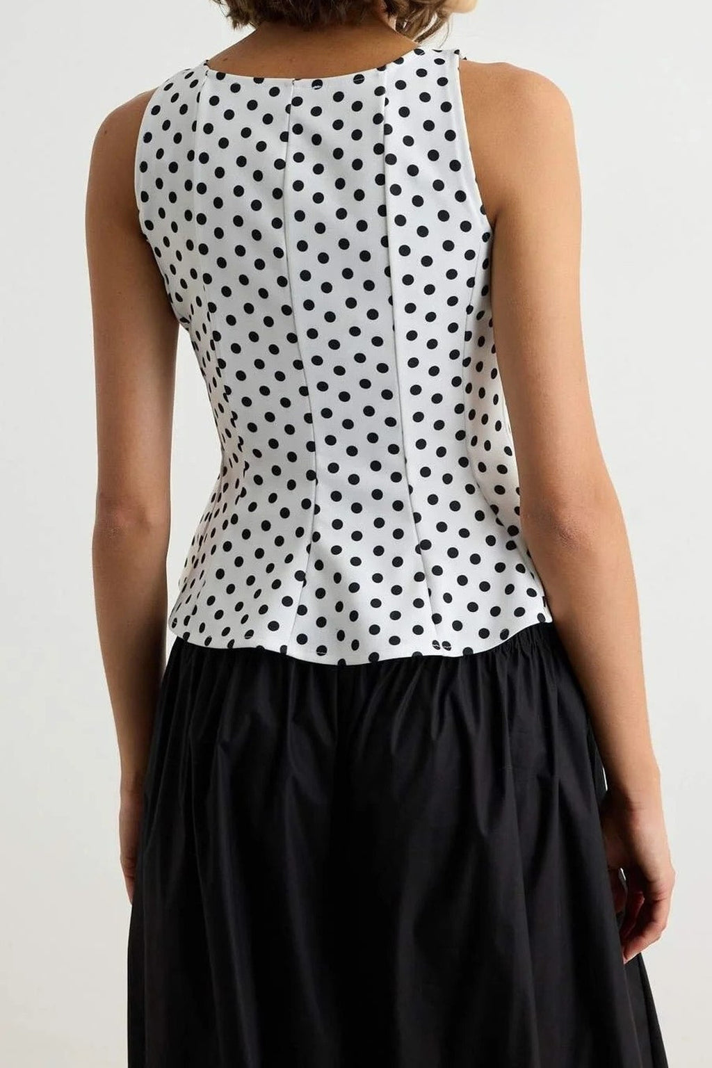 Peplum Sleeveless Boat Neck Knit Blouse