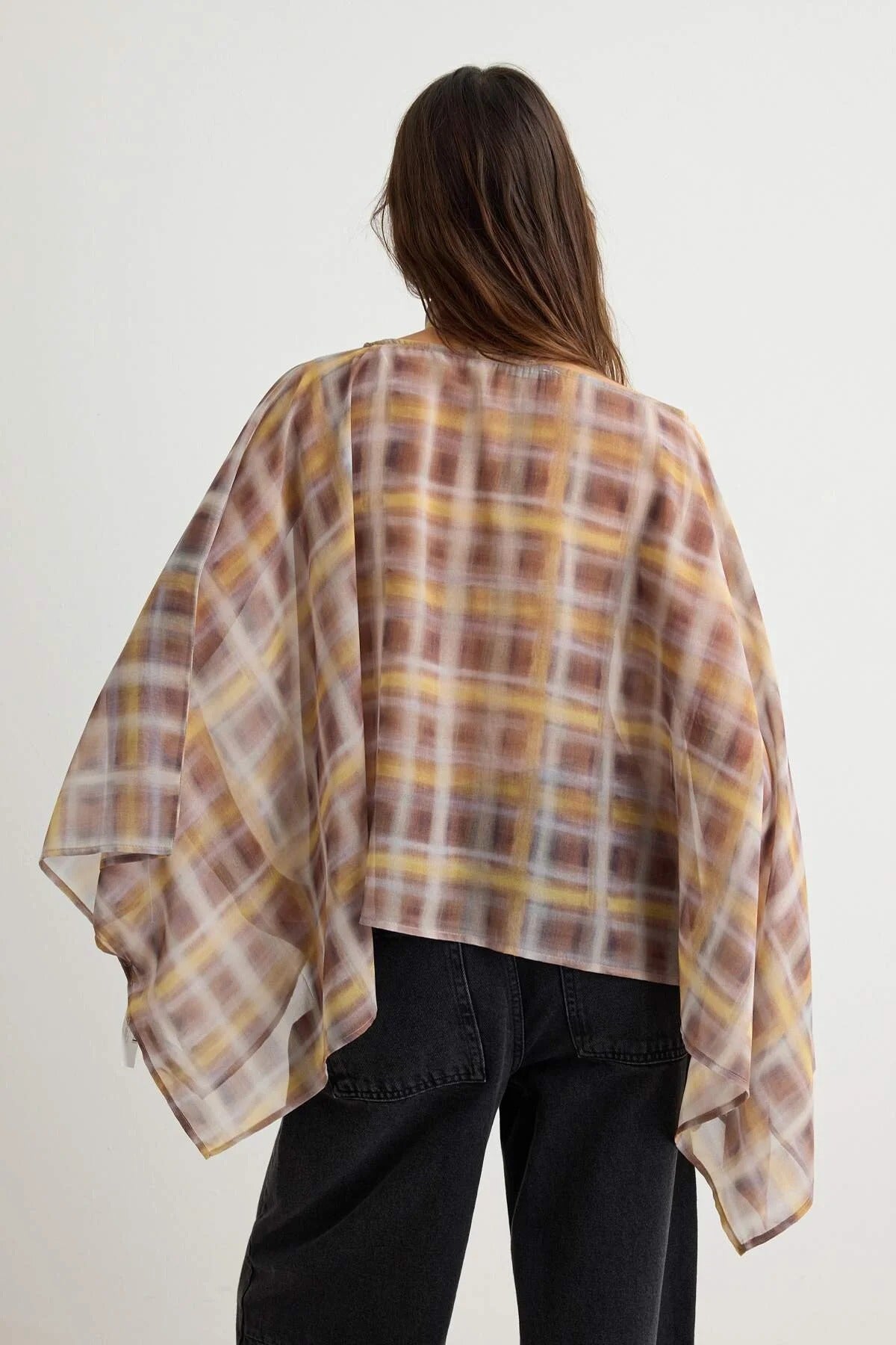 Scarf Detail Oversized Long Sleeve Blouse