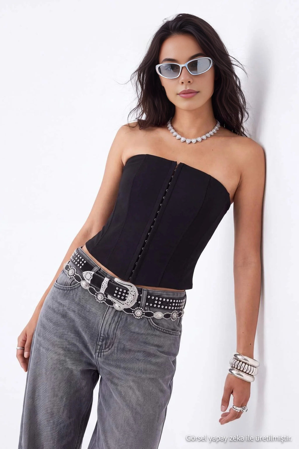 Strapless Hook Fastening Fitted Bustier Top