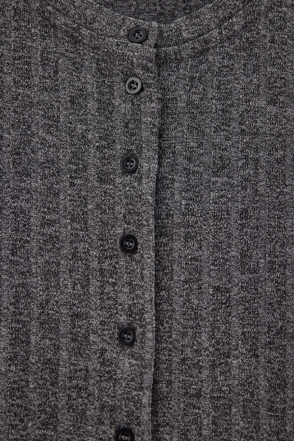 Button Detail Crew Neck Fitted Knit Blouse