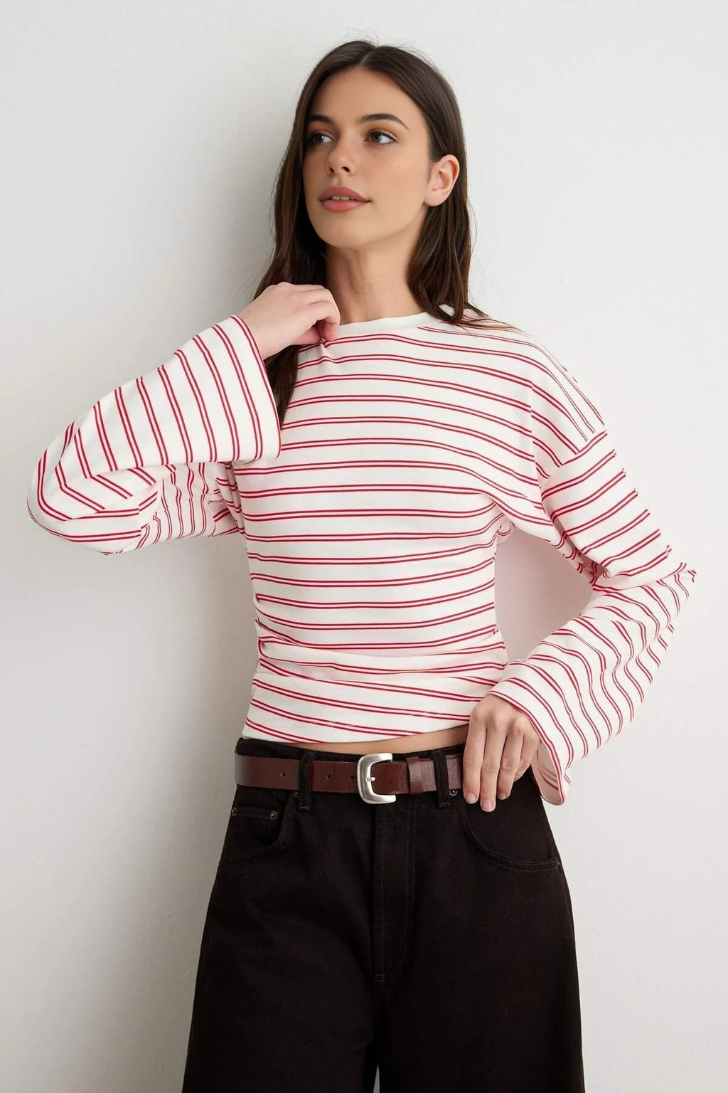 Gathered Waist Bardot Sleeve Blouse