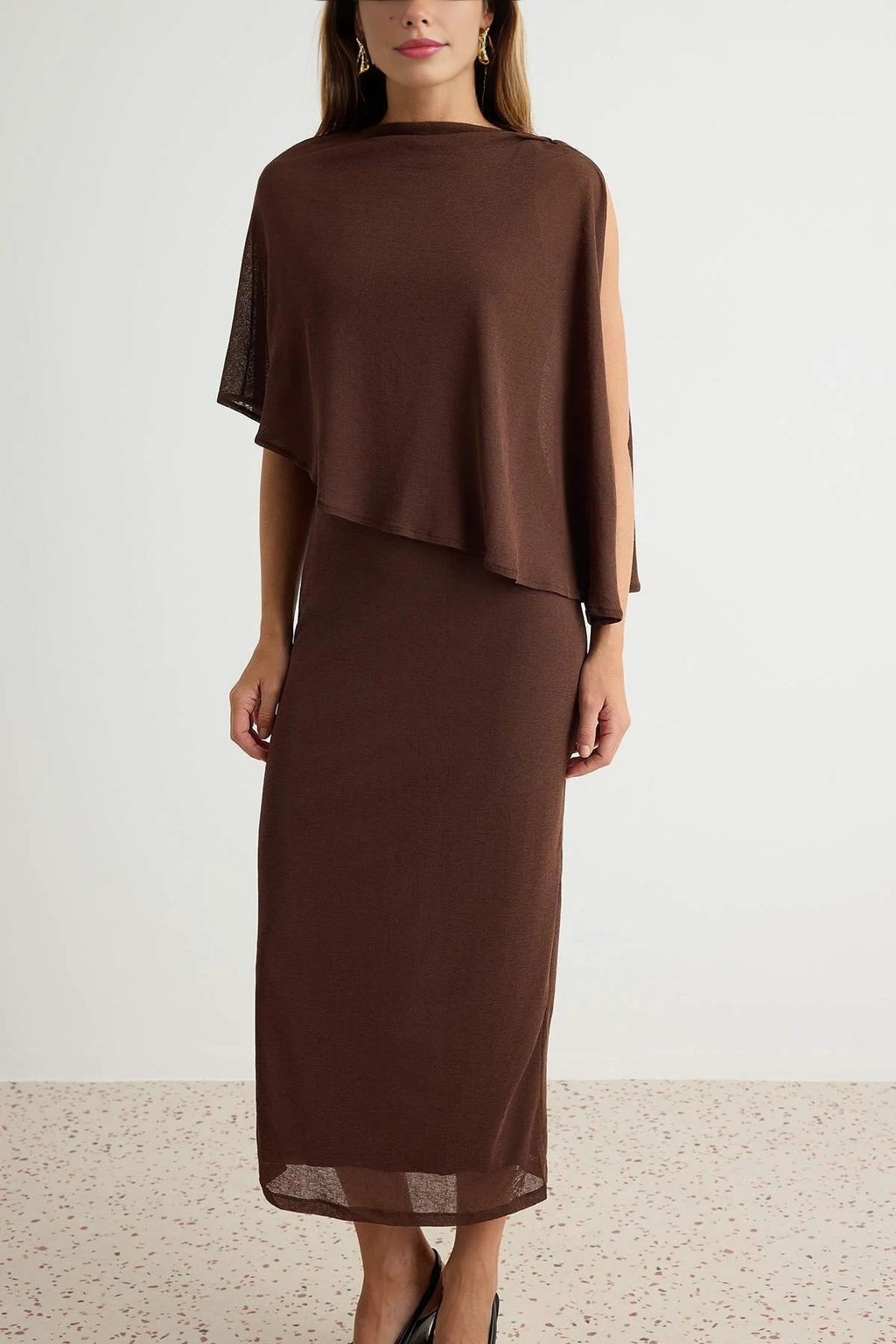 Boat Neck Batwing Sleeve Bodycon Maxi Dress