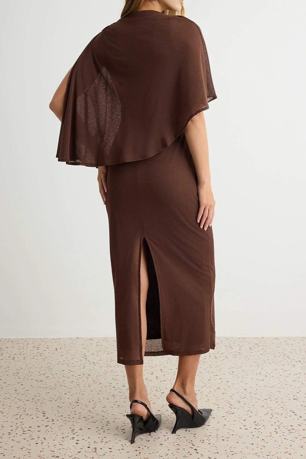 Boat Neck Batwing Sleeve Bodycon Maxi Dress