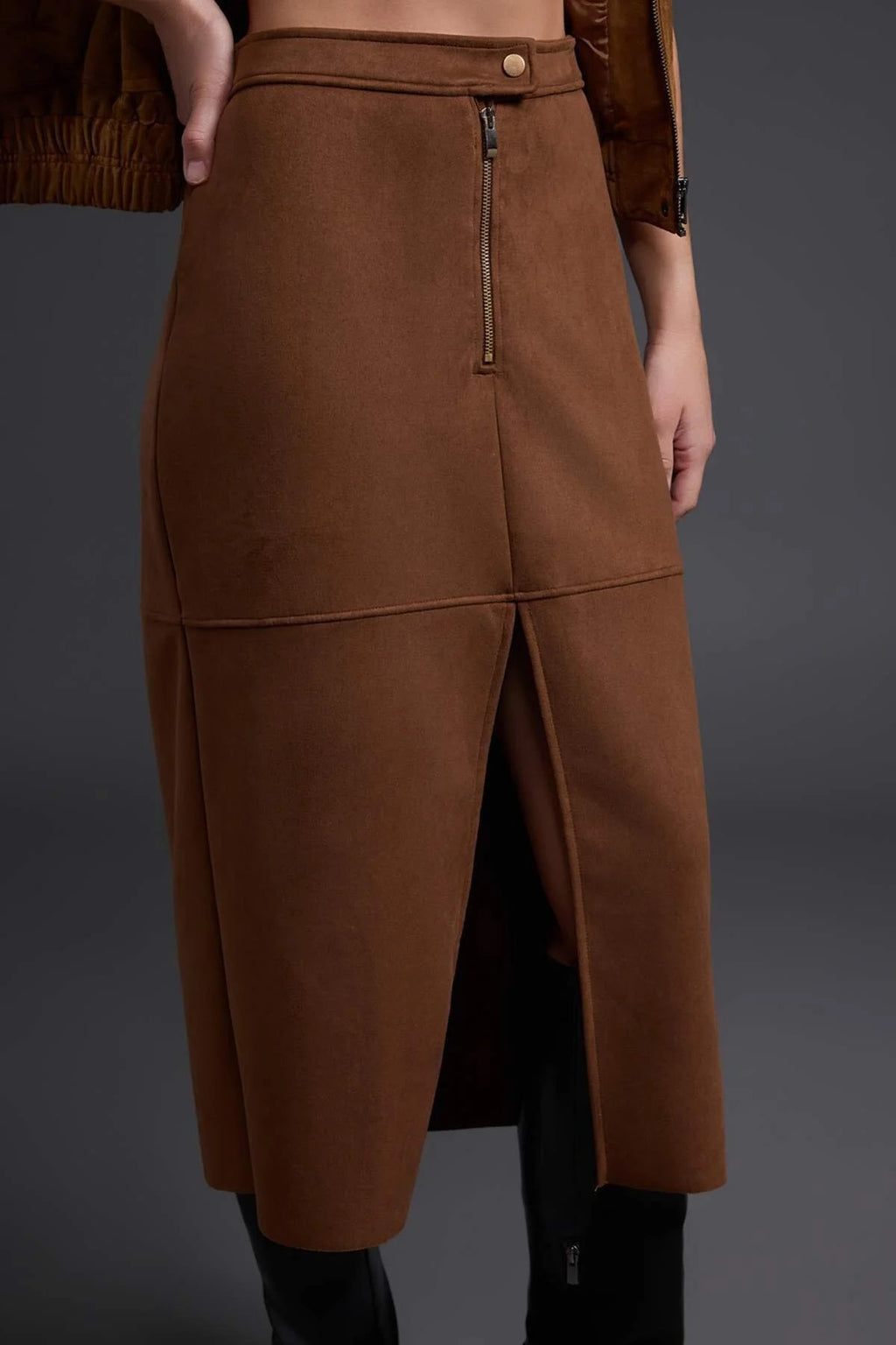 Zip Detail Pencil Midi Skirt