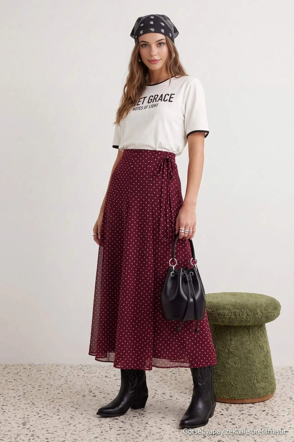 High Waist Tie Detail A-Line Midi Tulle Skirt