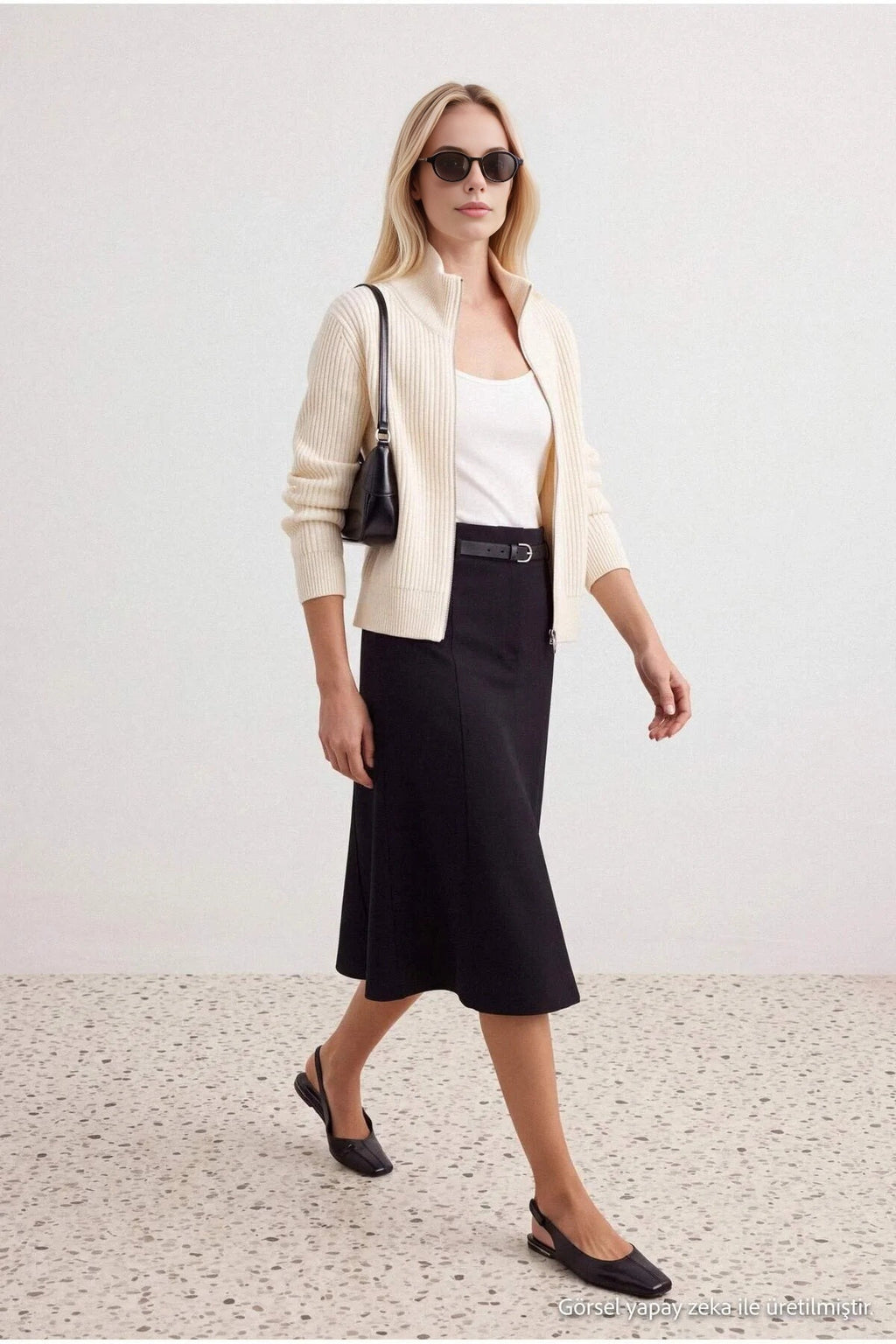 Belted Midi Pencil Skirt