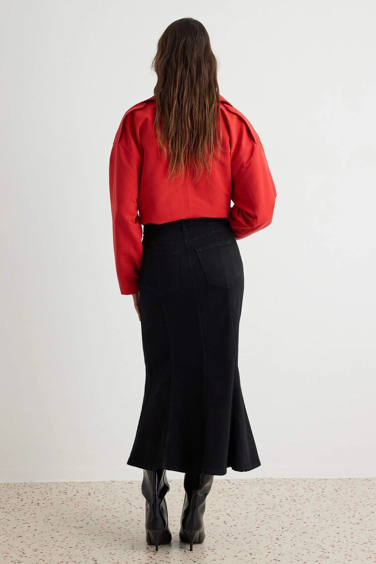 Fitted Maxi Denim Skirt