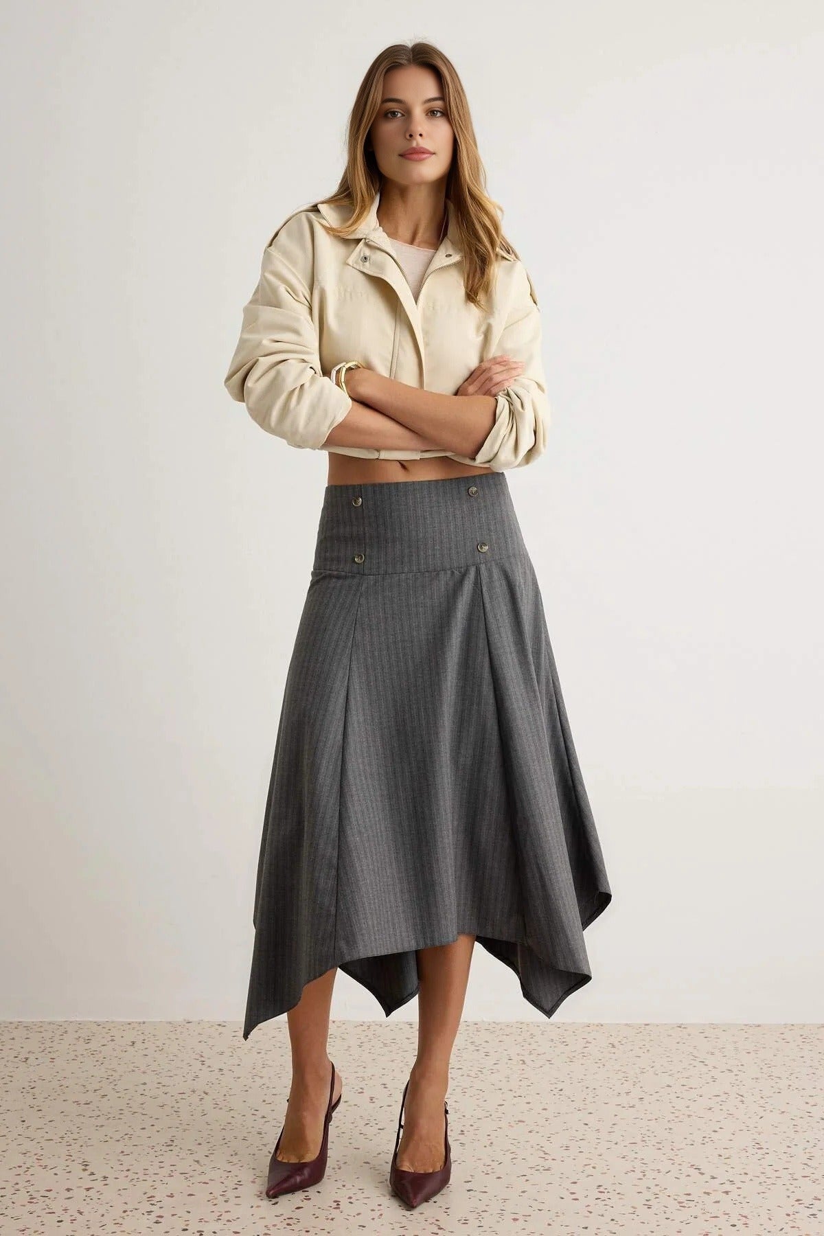 Asymmetric Midi Skirt