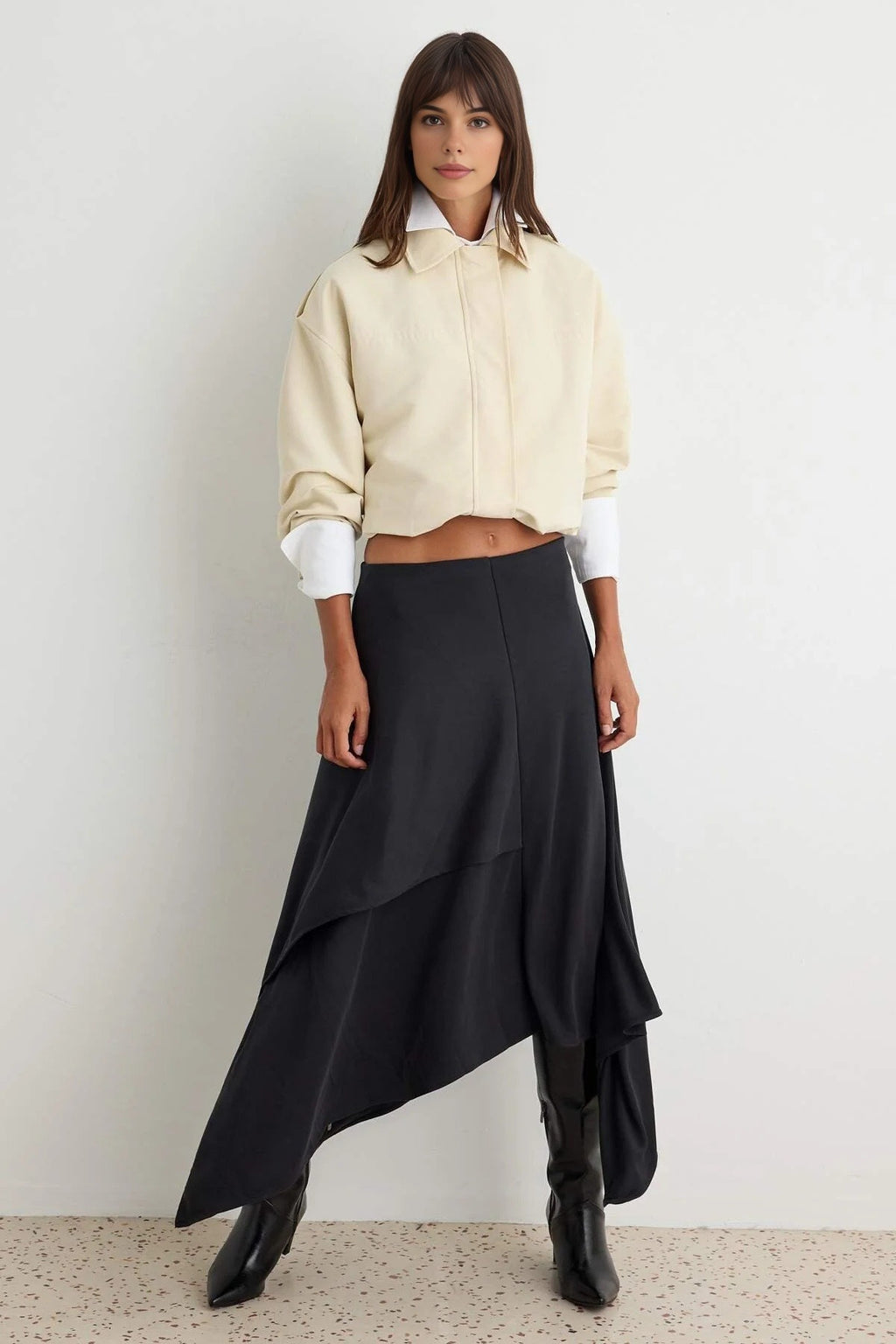 Soft Drape Multi Tiered Maxi Skirt