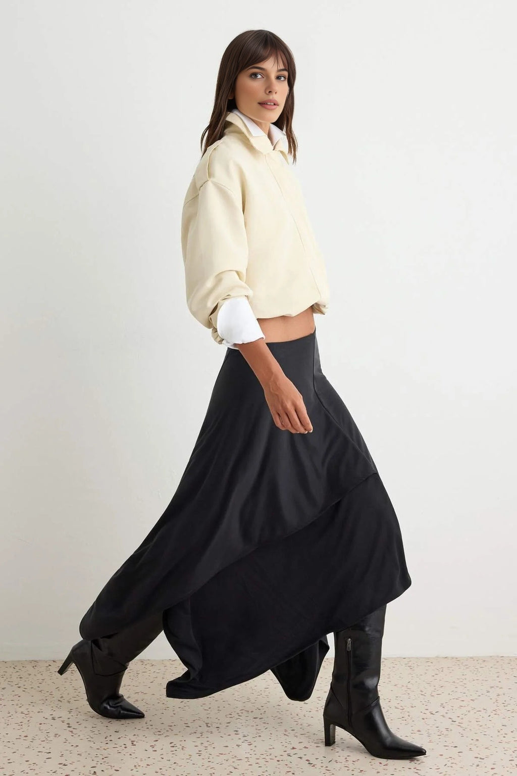 Soft Drape Multi Tiered Maxi Skirt