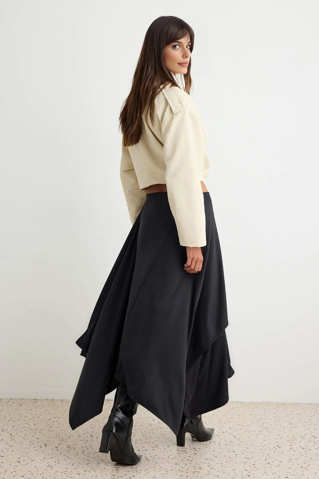 Soft Drape Multi Tiered Maxi Skirt