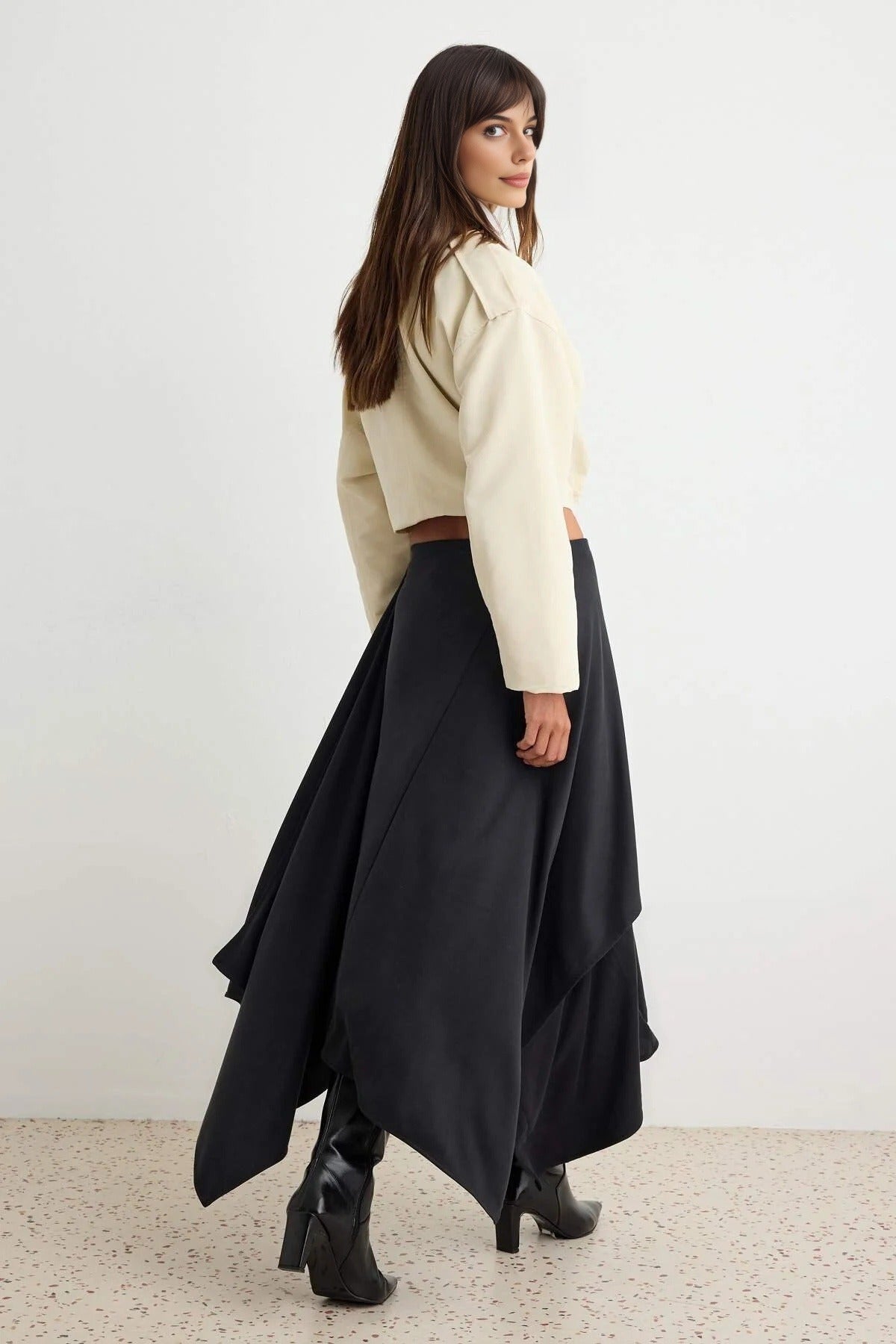 Soft Drape Multi Tiered Maxi Skirt