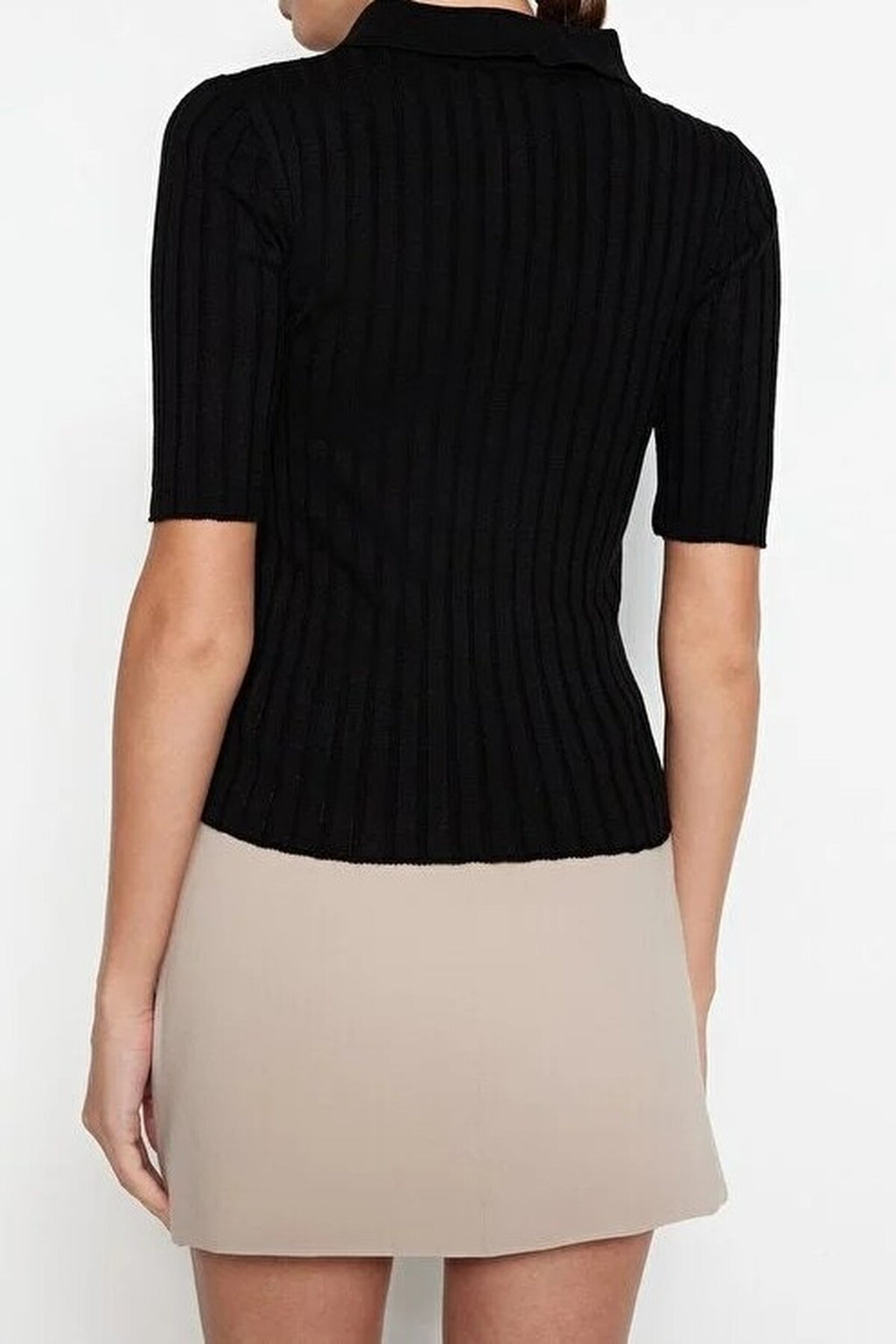 Basic Polo Collar T-Shirt Look Thin Blouse