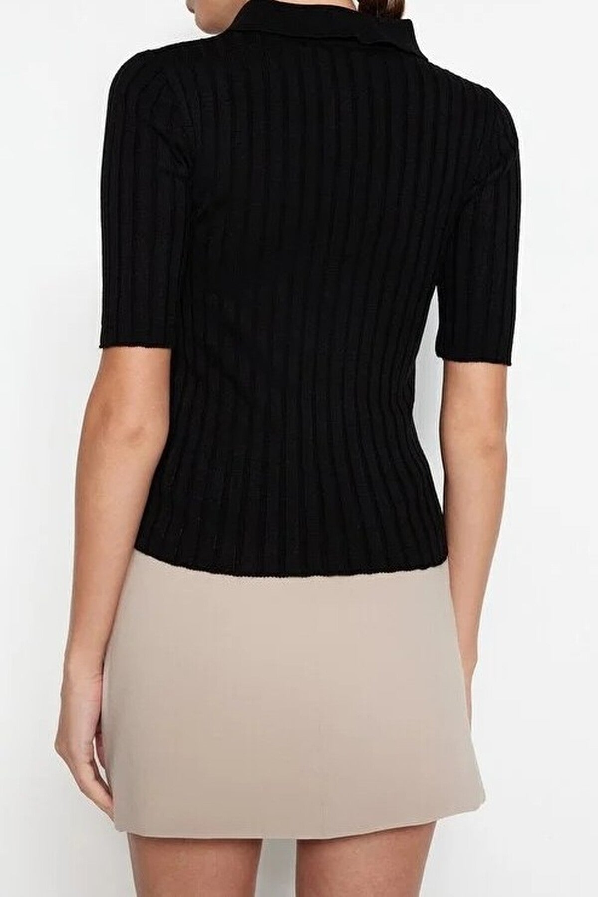 Basic Polo Collar T-Shirt Look Thin Blouse