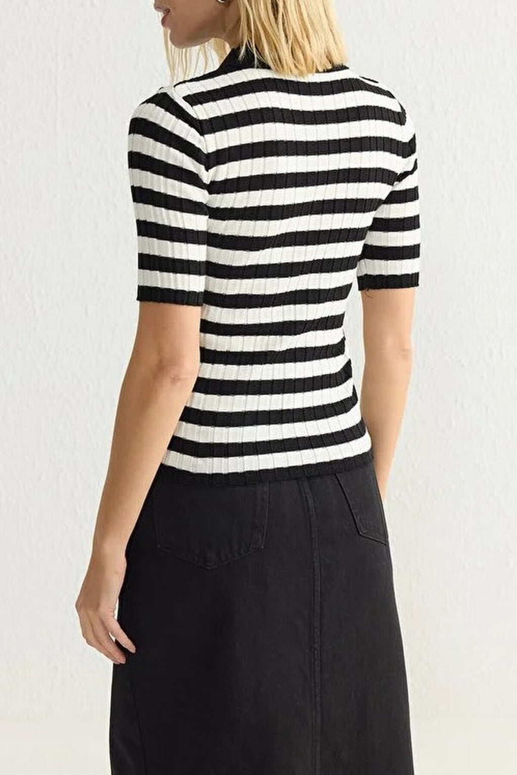 Basic Polo Collar T-Shirt Look Thin Blouse