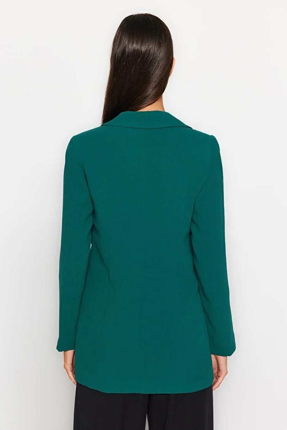 Oversize Lined Double-Breasted Woven Blazer Jacket