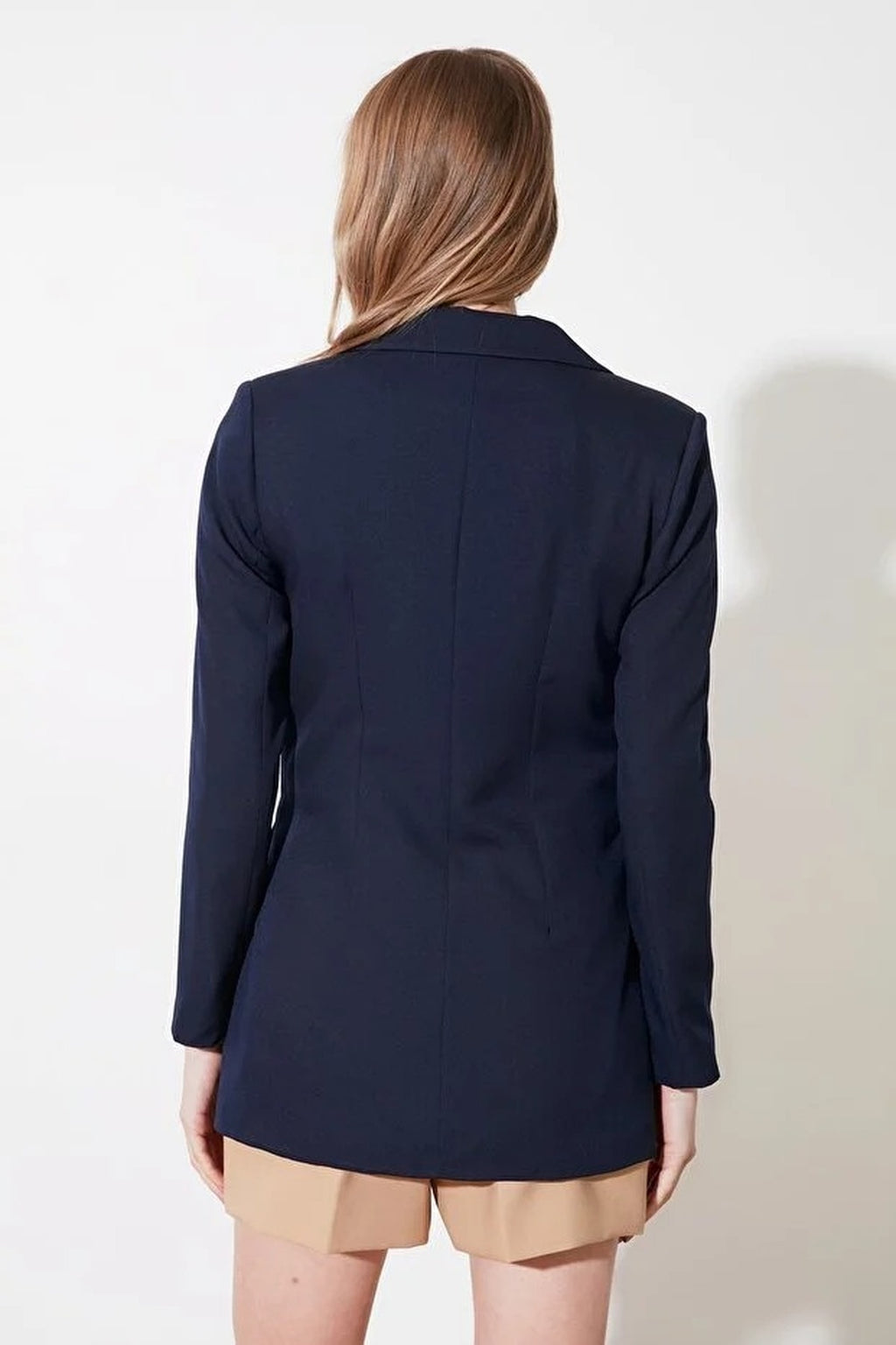 Oversize Lined Double-Breasted Woven Blazer Jacket