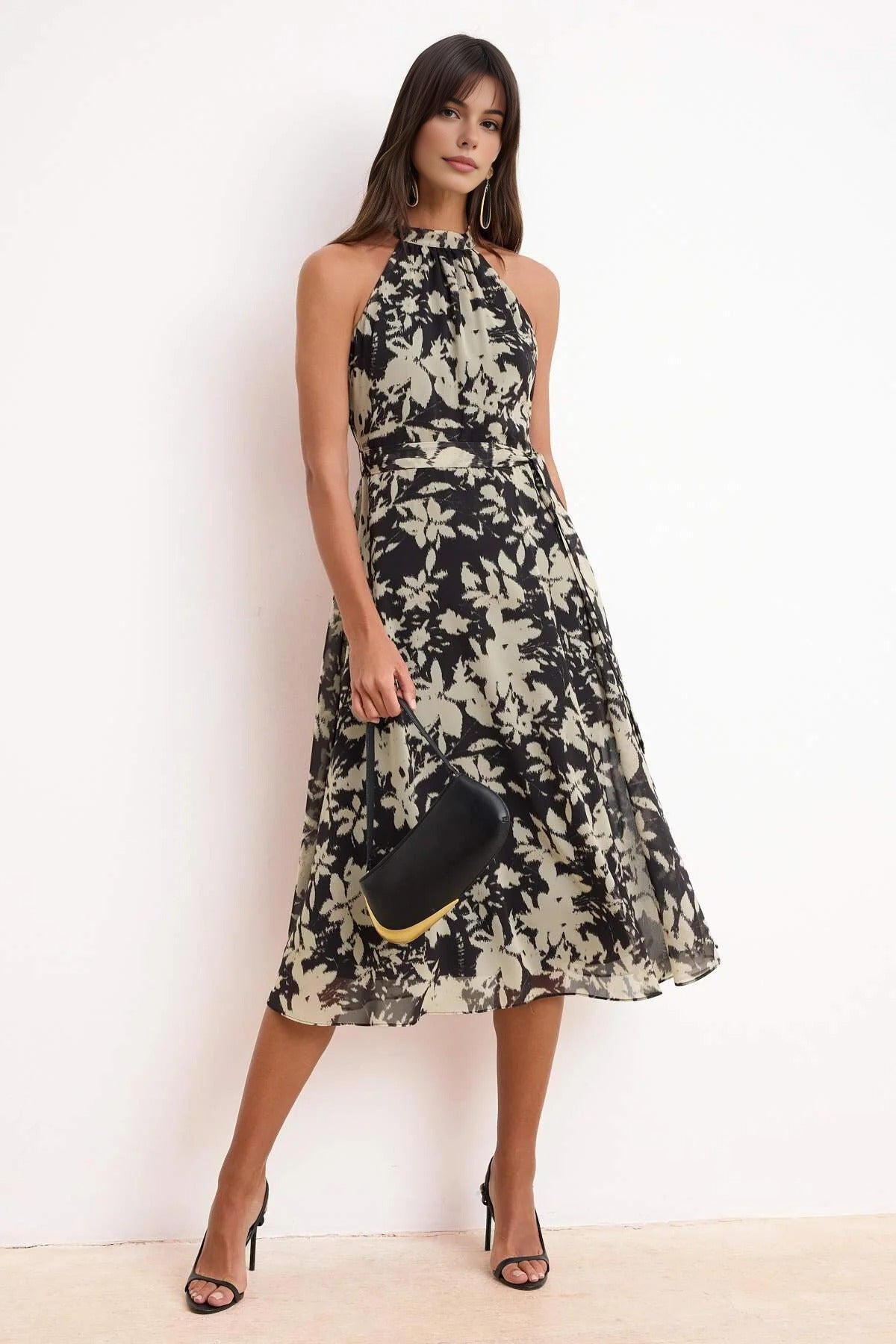 Floral Chiffon Flowy Woven Midi Dress