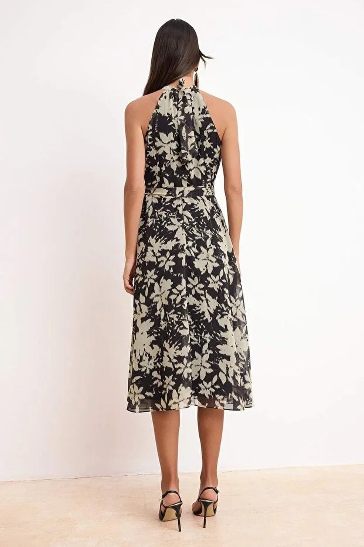 Floral Chiffon Flowy Woven Midi Dress