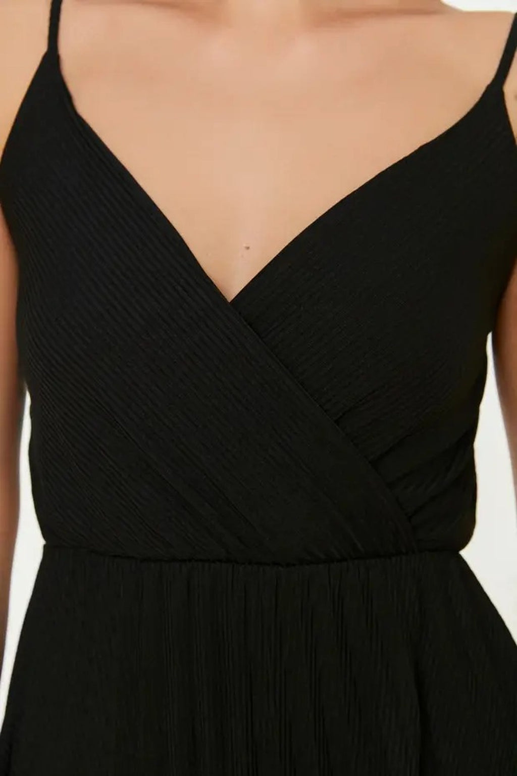 Printed Wrap V-Neck Adjustable Straps Pleated Midi Dress