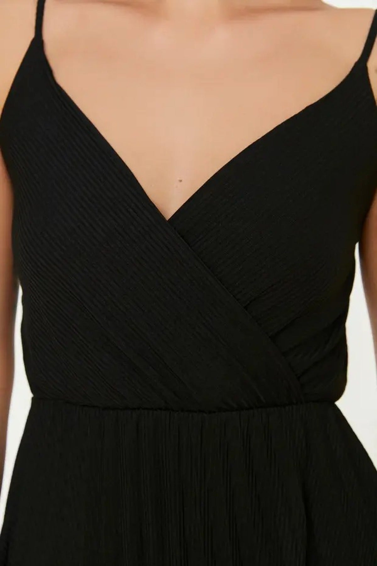 Printed Wrap V-Neck Adjustable Straps Pleated Midi Dress