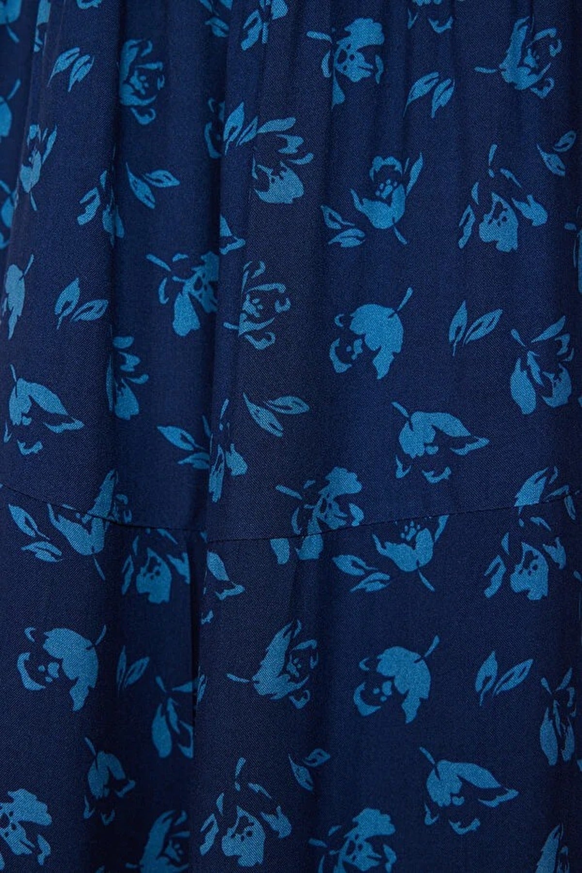 A-line Floral Patterned Strappy Midi Woven Dress