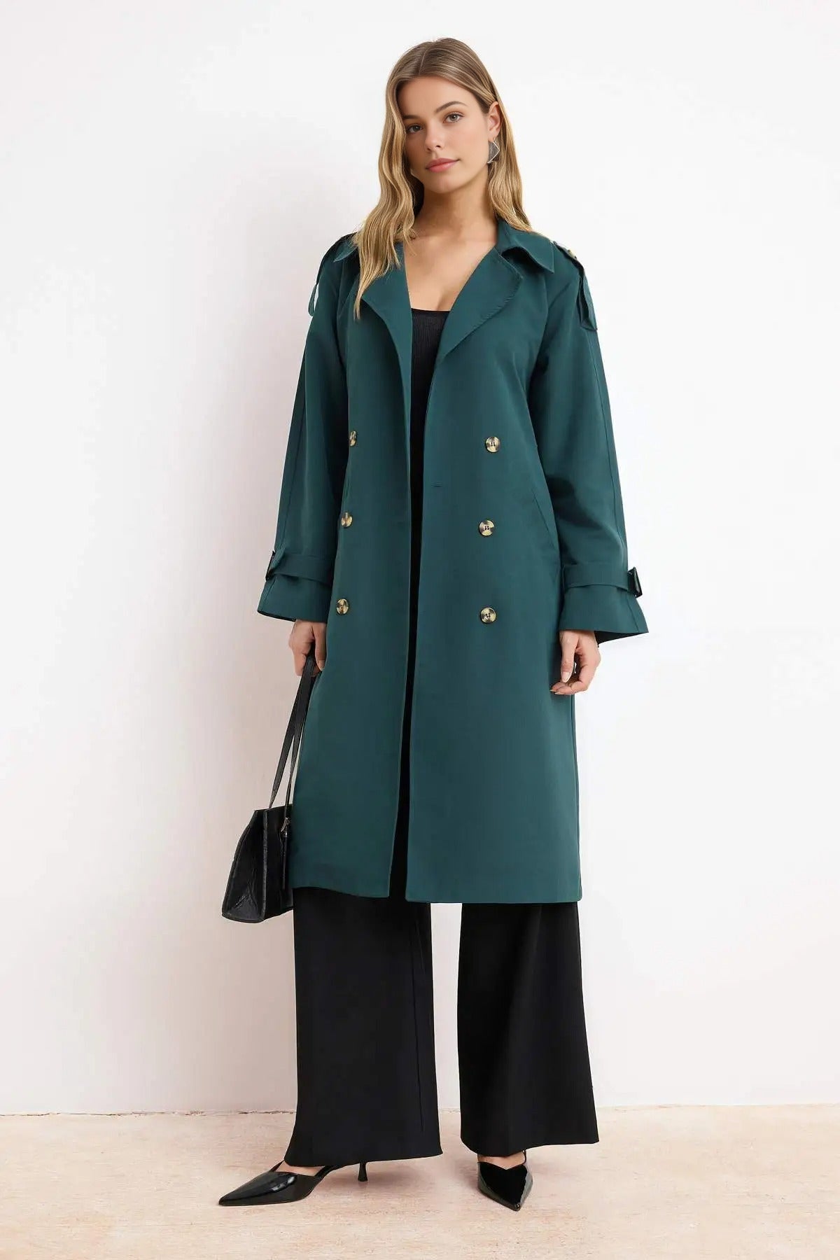Oversize Belted Water Resistant Long Trench Coat