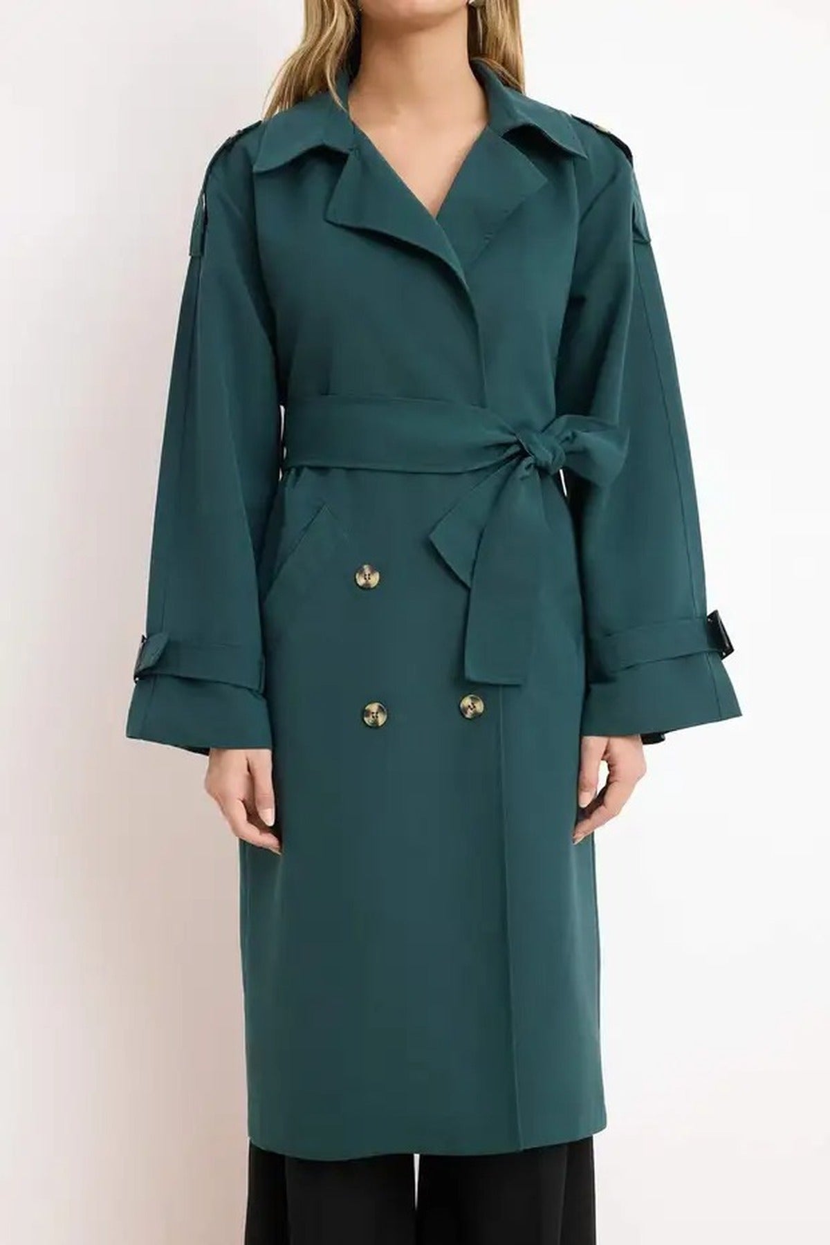 Oversize Belted Water Resistant Long Trench Coat