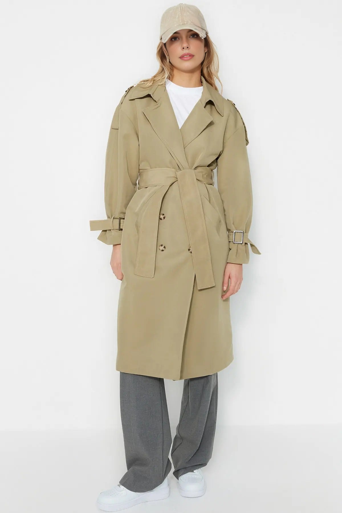 Oversize Belted Water Resistant Long Trench Coat