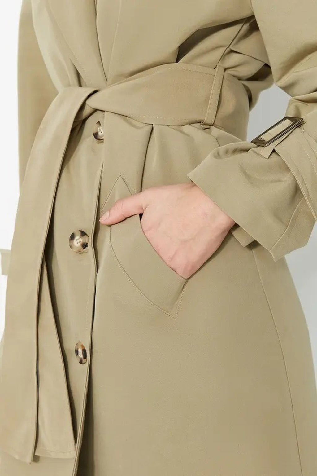 Oversize Belted Water Resistant Long Trench Coat