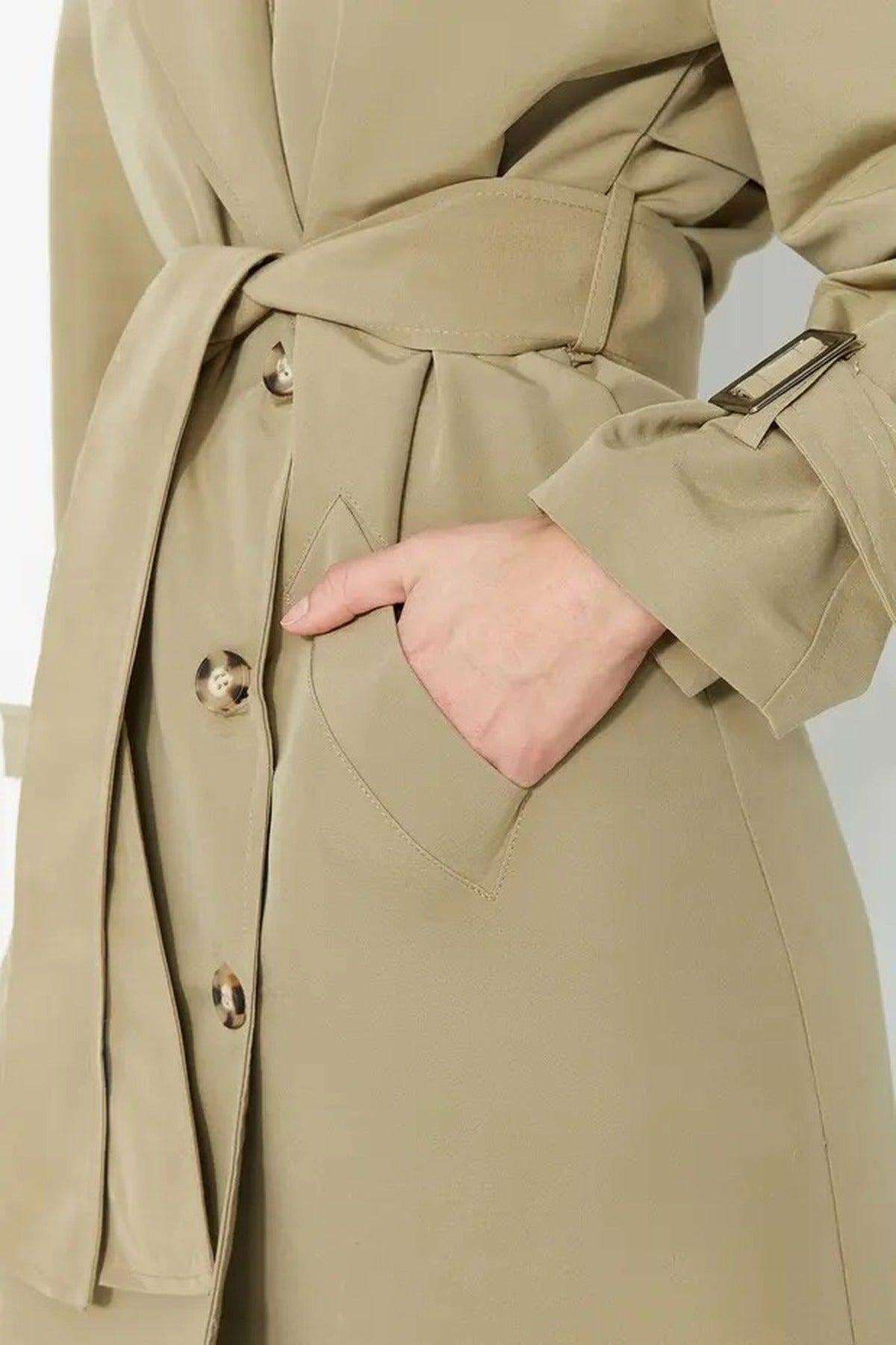 Oversize Belted Water Resistant Long Trench Coat