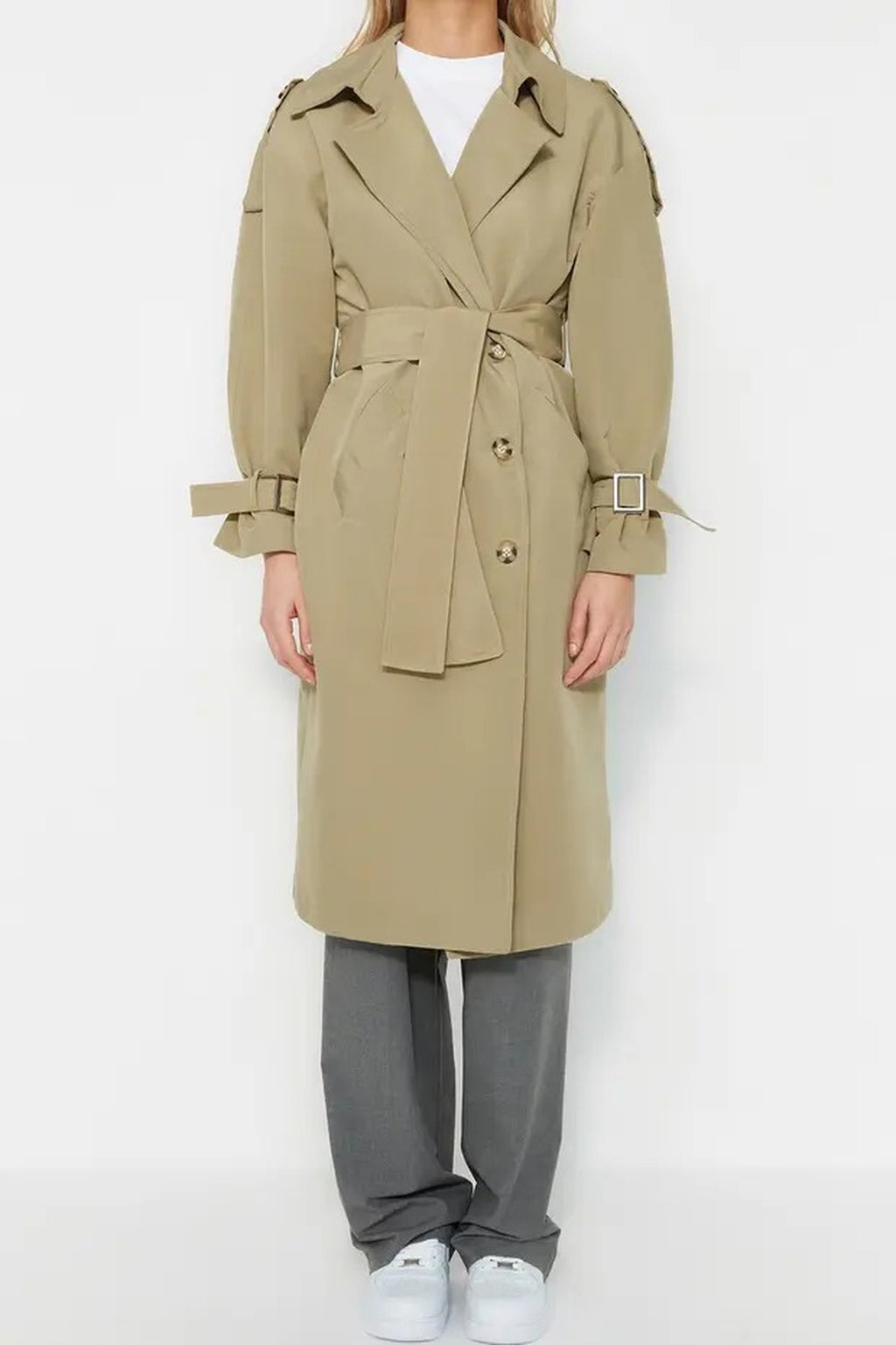 Oversize Belted Water Resistant Long Trench Coat