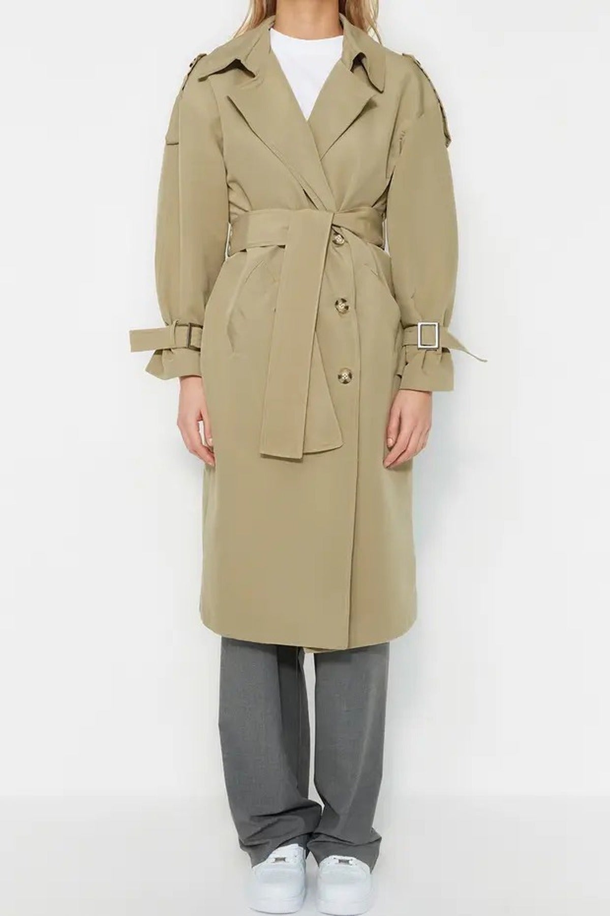 Oversize Belted Water Resistant Long Trench Coat